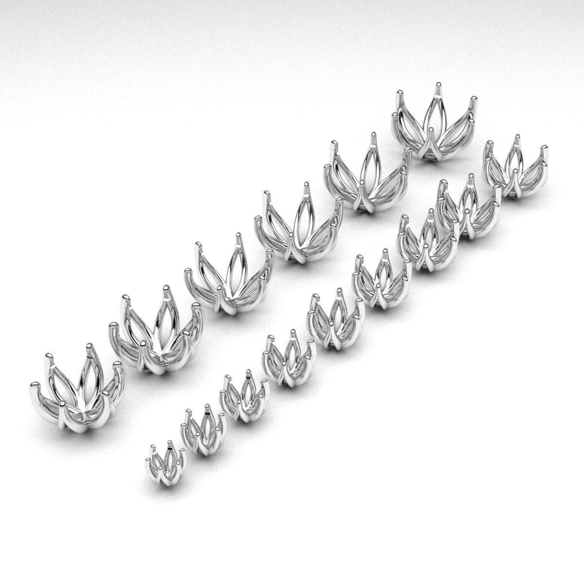 A package of solitaire ring heads engagement 6 prong printable 3D print model_1