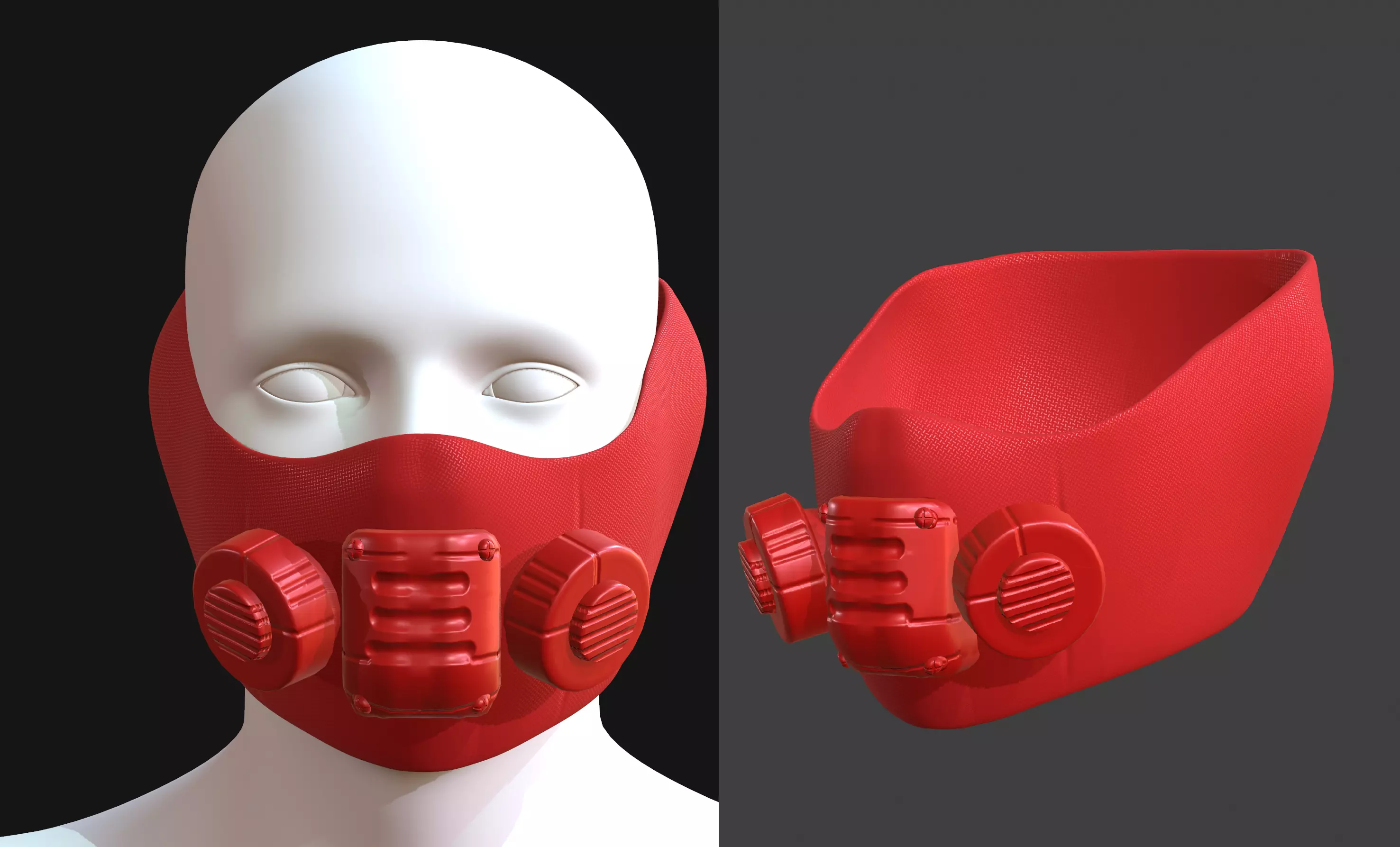 Gas mask helmet 3d model scifi Low-poly Low-poly 3D model_0