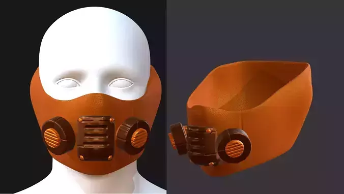 Gas mask helmet 3d model scifi Low-poly  Low-poly 3D model