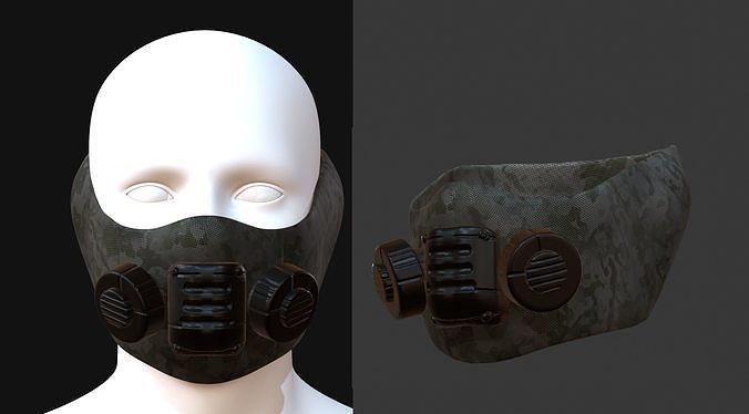 Gas mask helmet 3d model scifi Low-poly  Low-poly 3D model