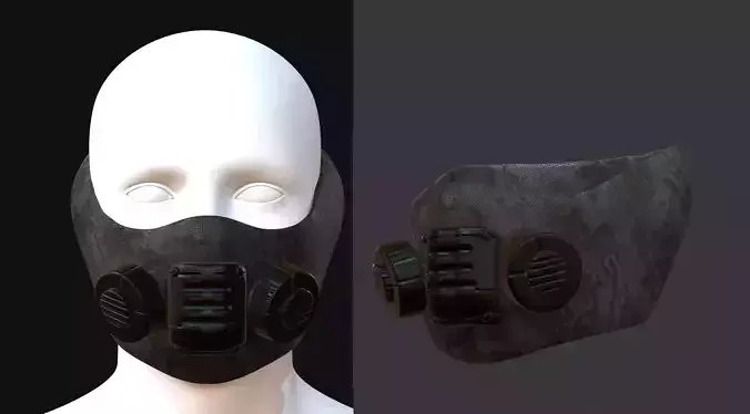 Gas mask helmet 3d model scifi Low-poly 