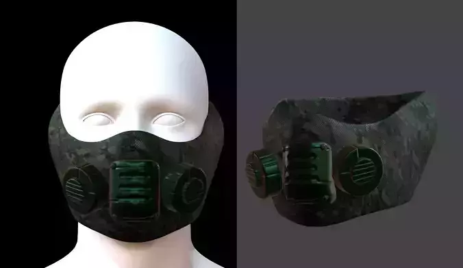 Gas mask helmet 3d model scifi Low-poly  Low-poly 3D model