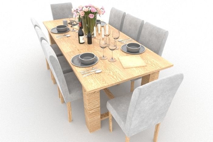 comedor dining table and chairs Low-poly 3D model_5