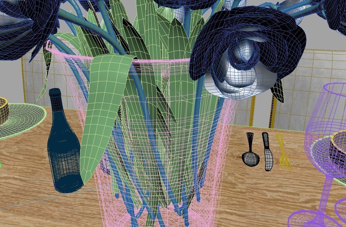 comedor dining table and chairs Low-poly 3D model_10