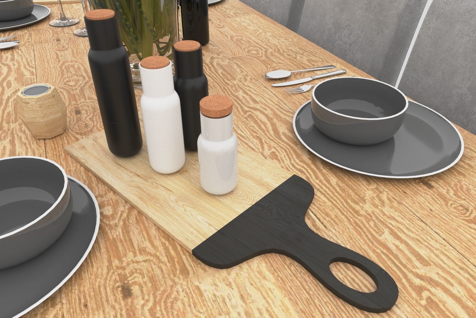 comedor dining table and chairs Low-poly 3D model_6