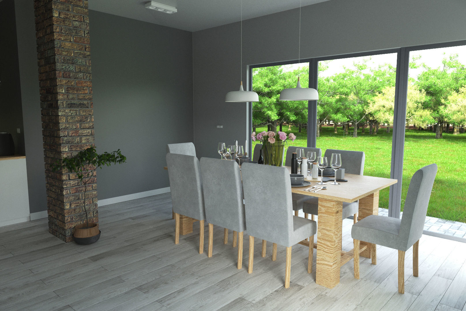 comedor dining table and chairs Low-poly 3D model_4