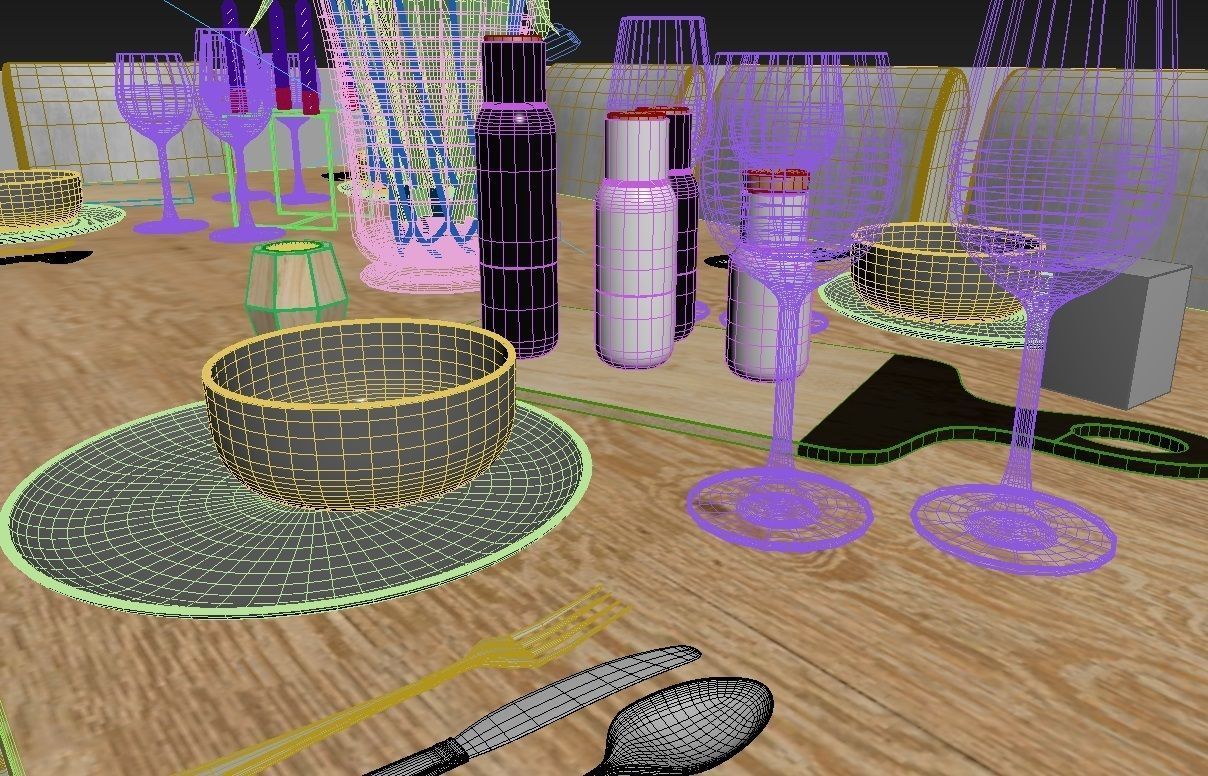 comedor dining table and chairs Low-poly 3D model_8