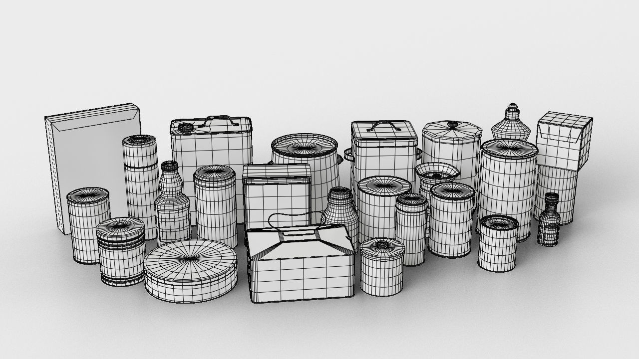 Household products Old supplies 3D model pack Low-poly 3D model_1