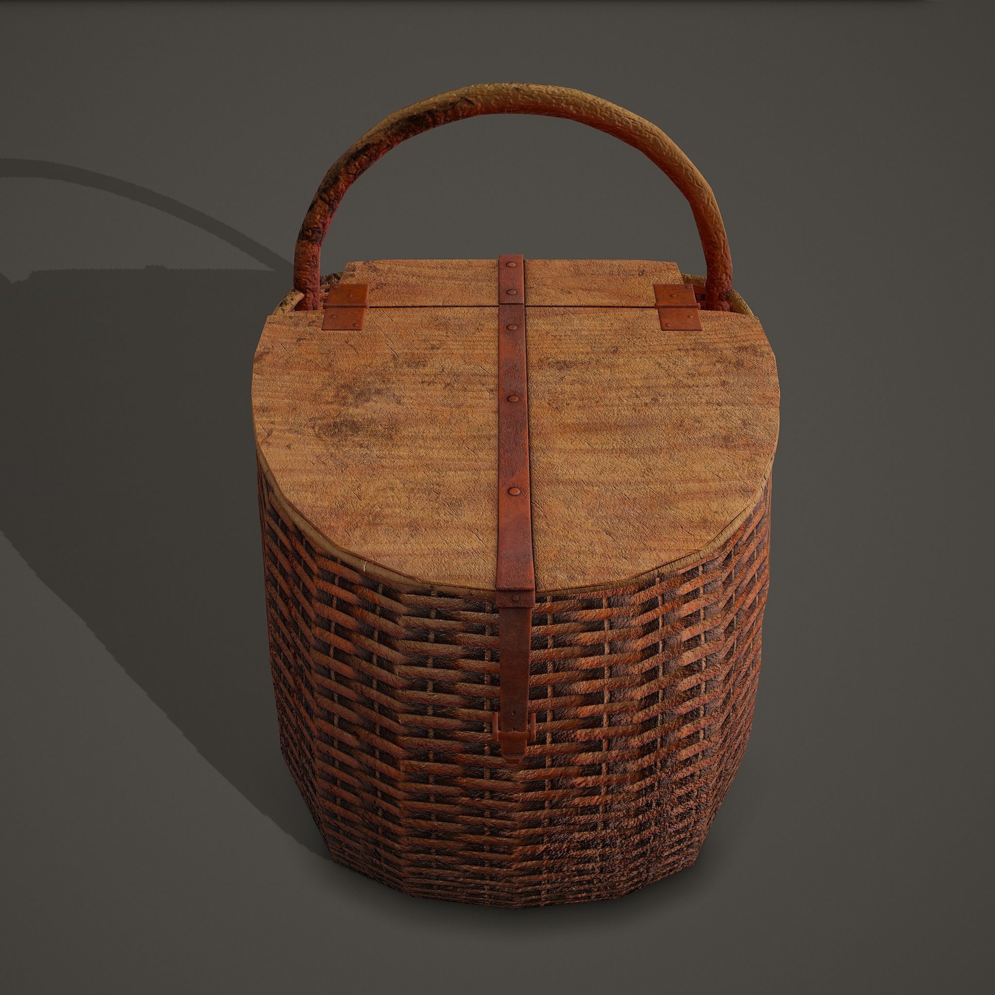 Medieval Style Wicker Basket Two Low-poly 3D model_11