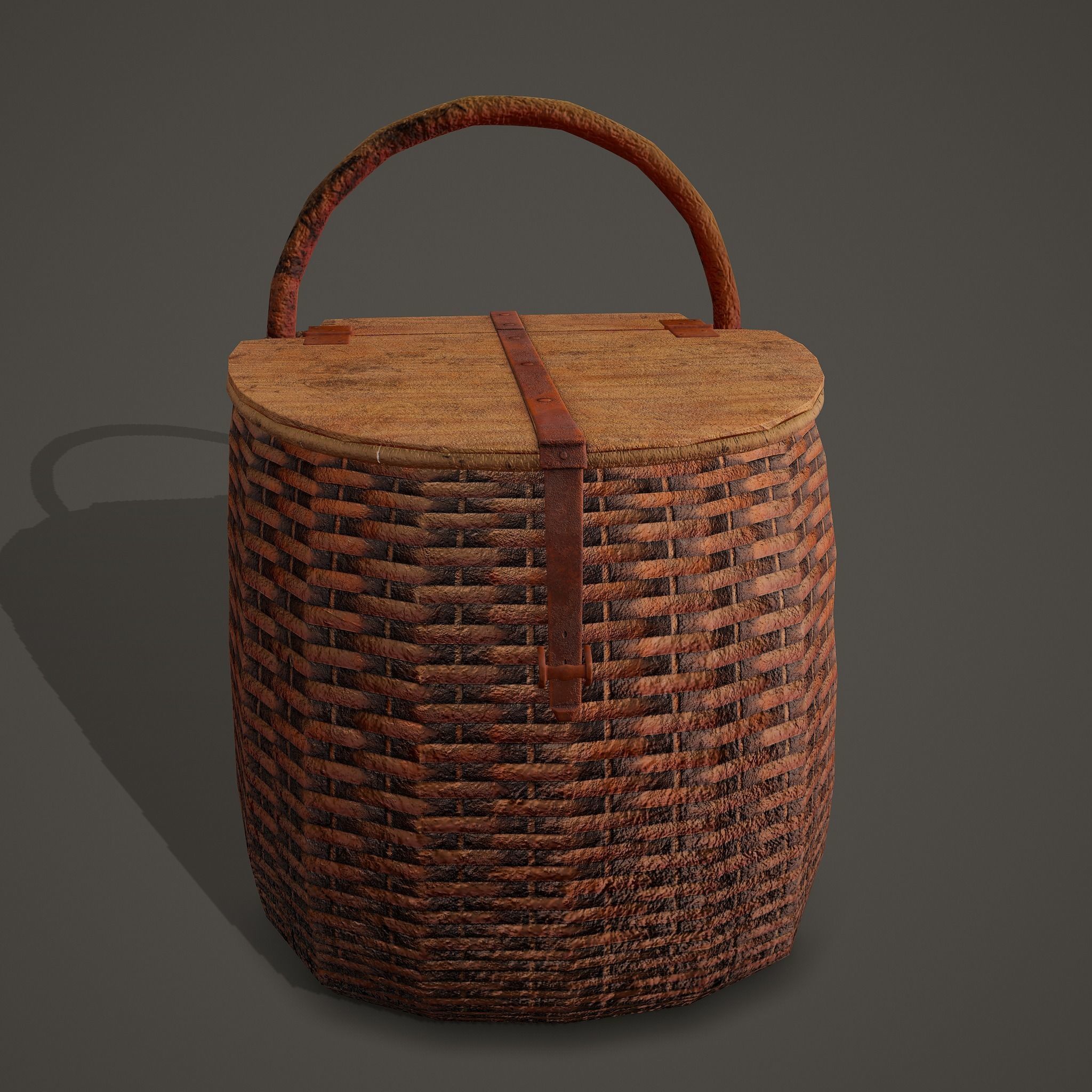 Medieval Style Wicker Basket Two Low-poly 3D model_20