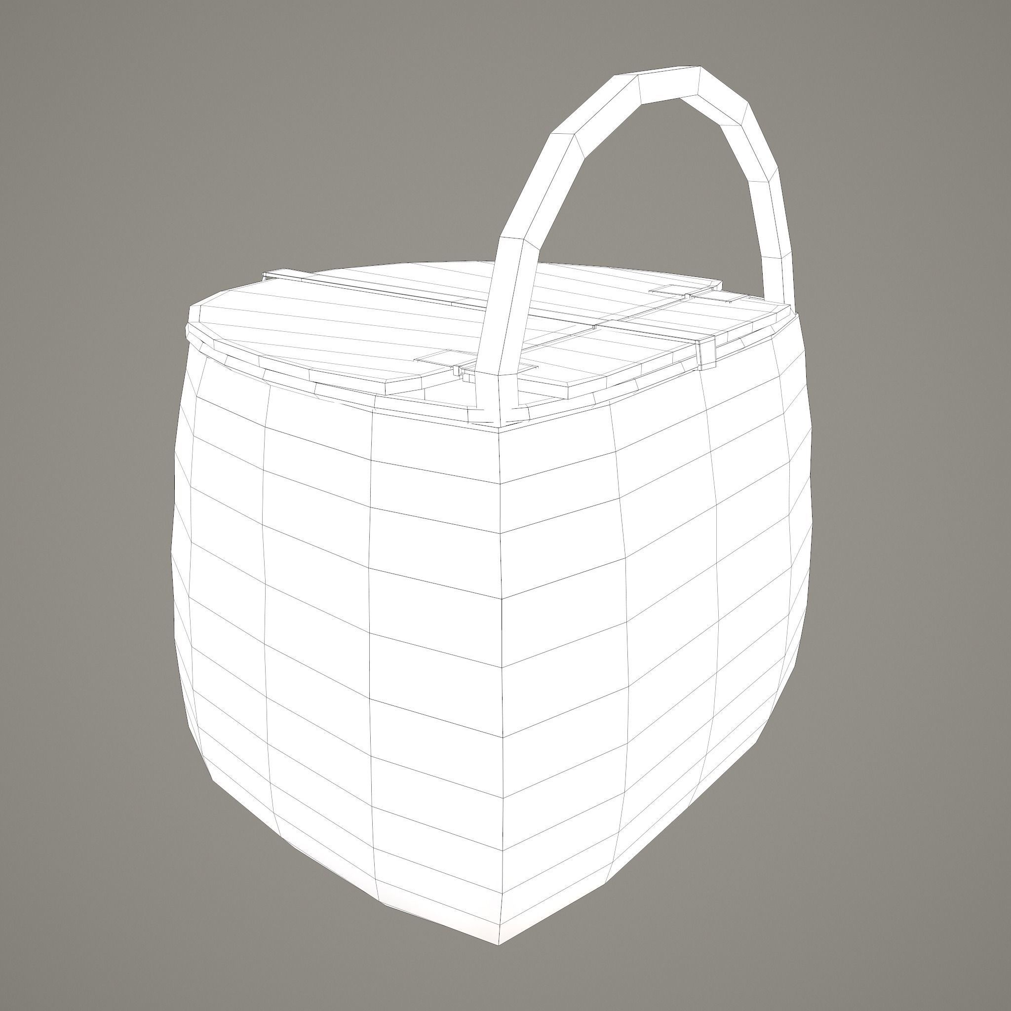 Medieval Style Wicker Basket Two Low-poly 3D model_21