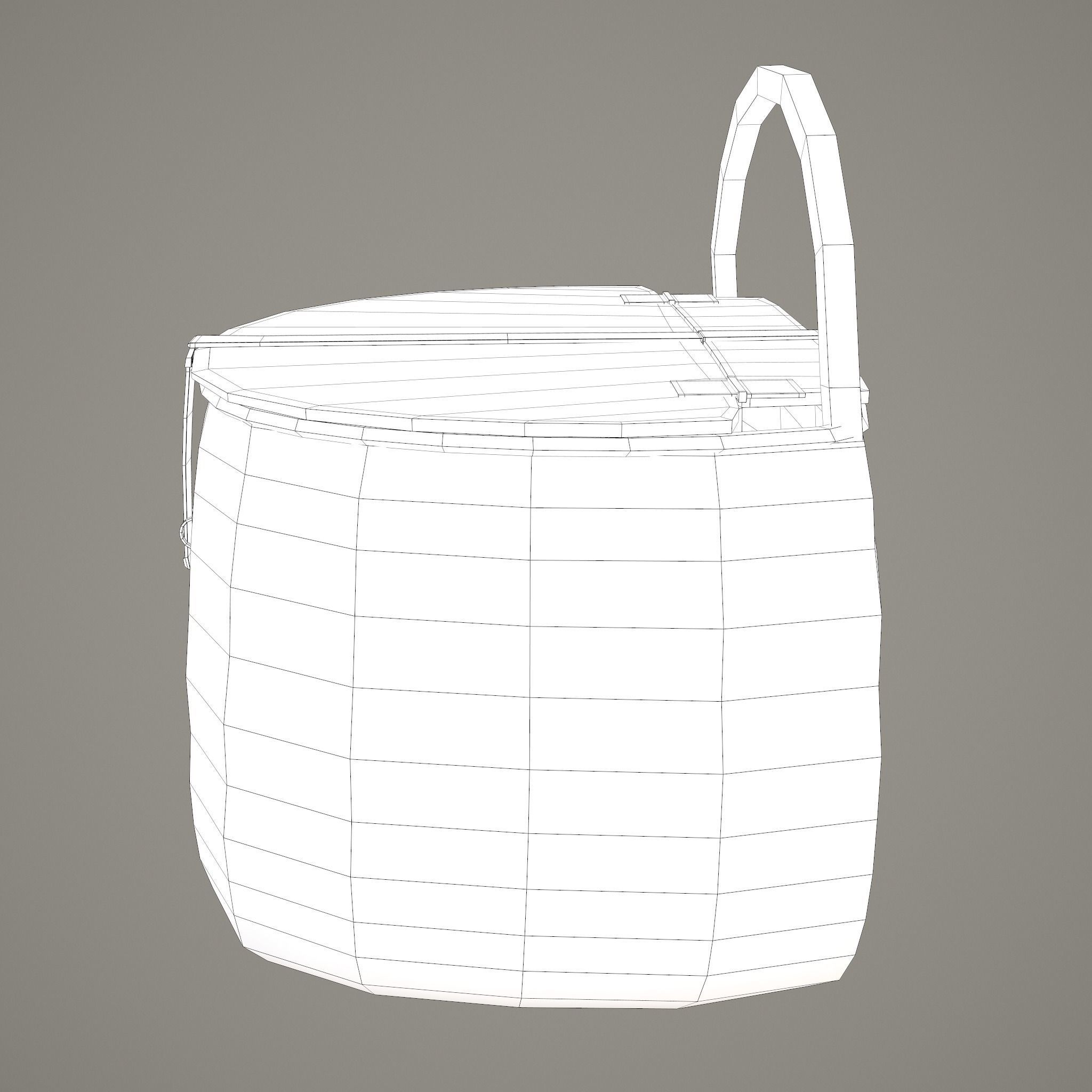 Medieval Style Wicker Basket Two Low-poly 3D model_24