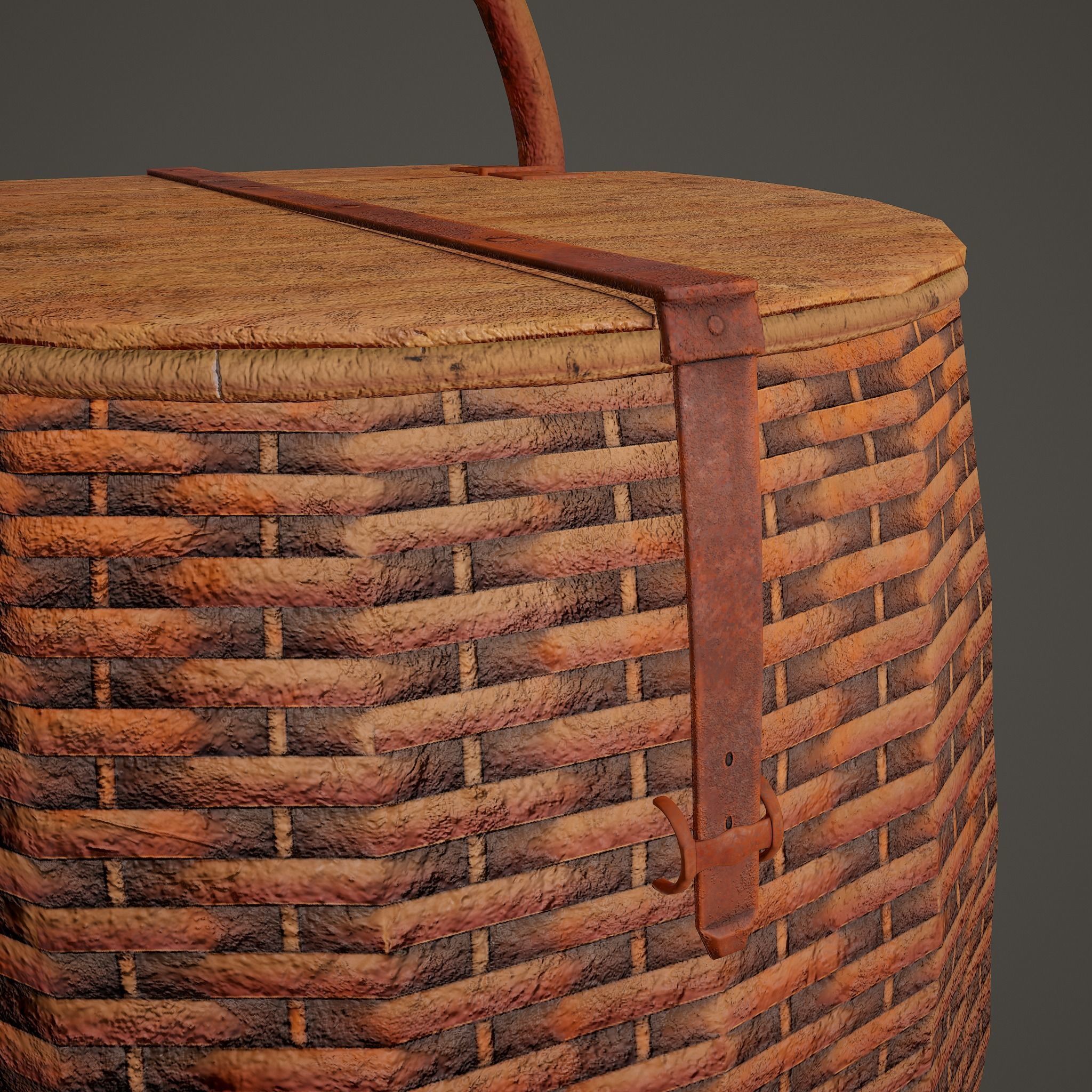 Medieval Style Wicker Basket Two Low-poly 3D model_18