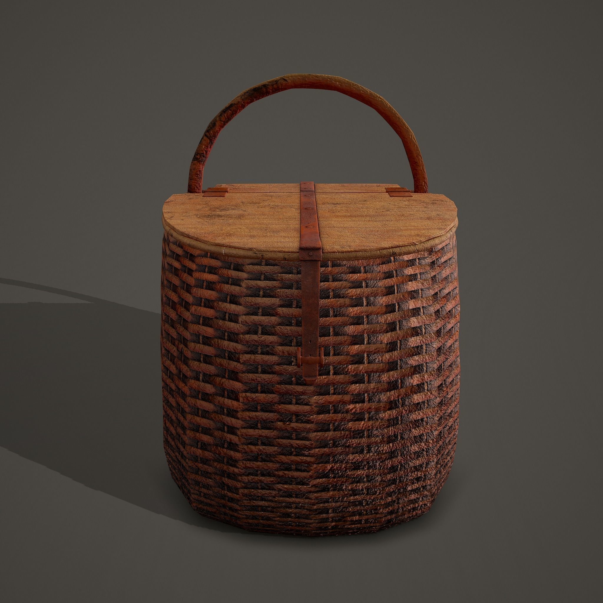 Medieval Style Wicker Basket Two Low-poly 3D model_2