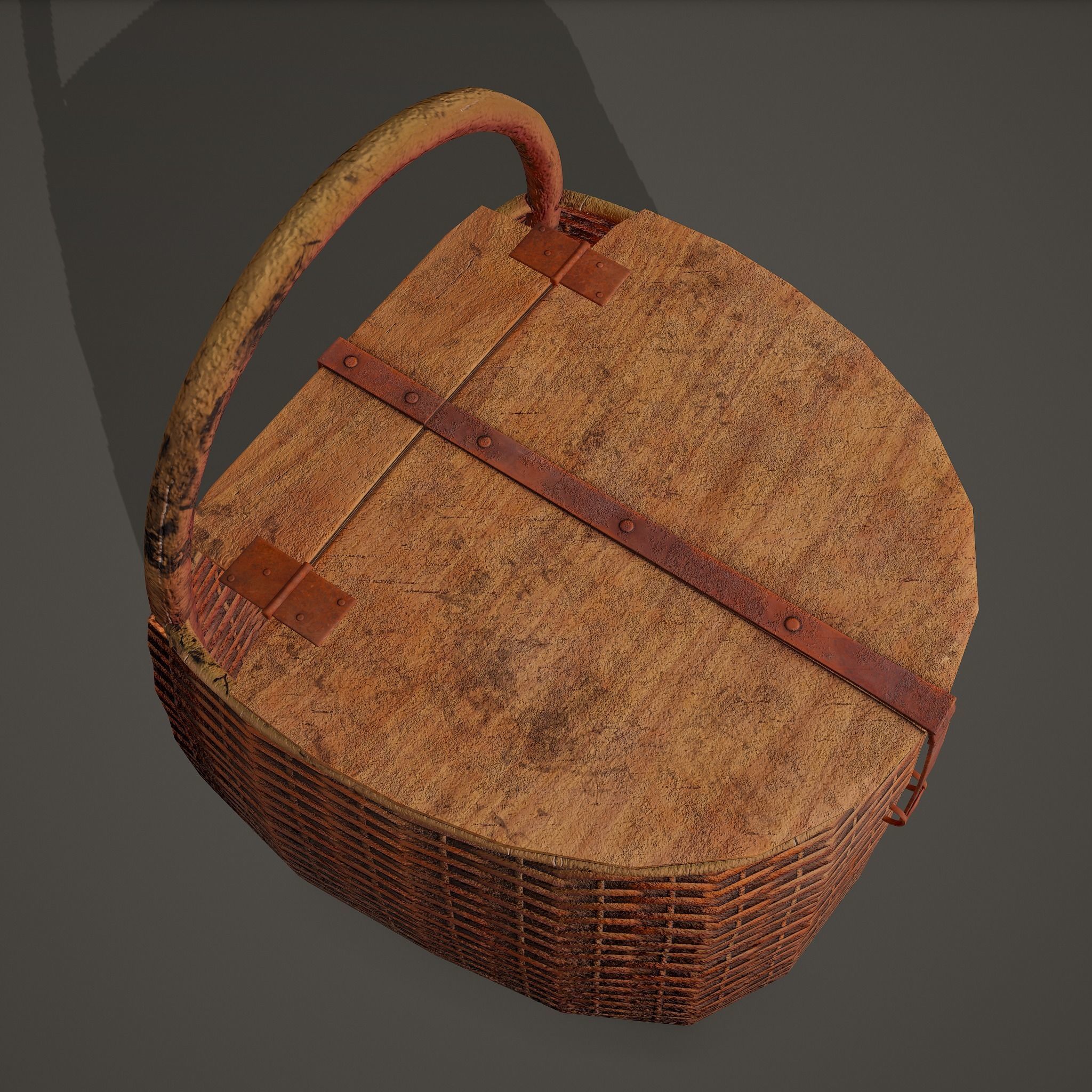 Medieval Style Wicker Basket Two Low-poly 3D model_16