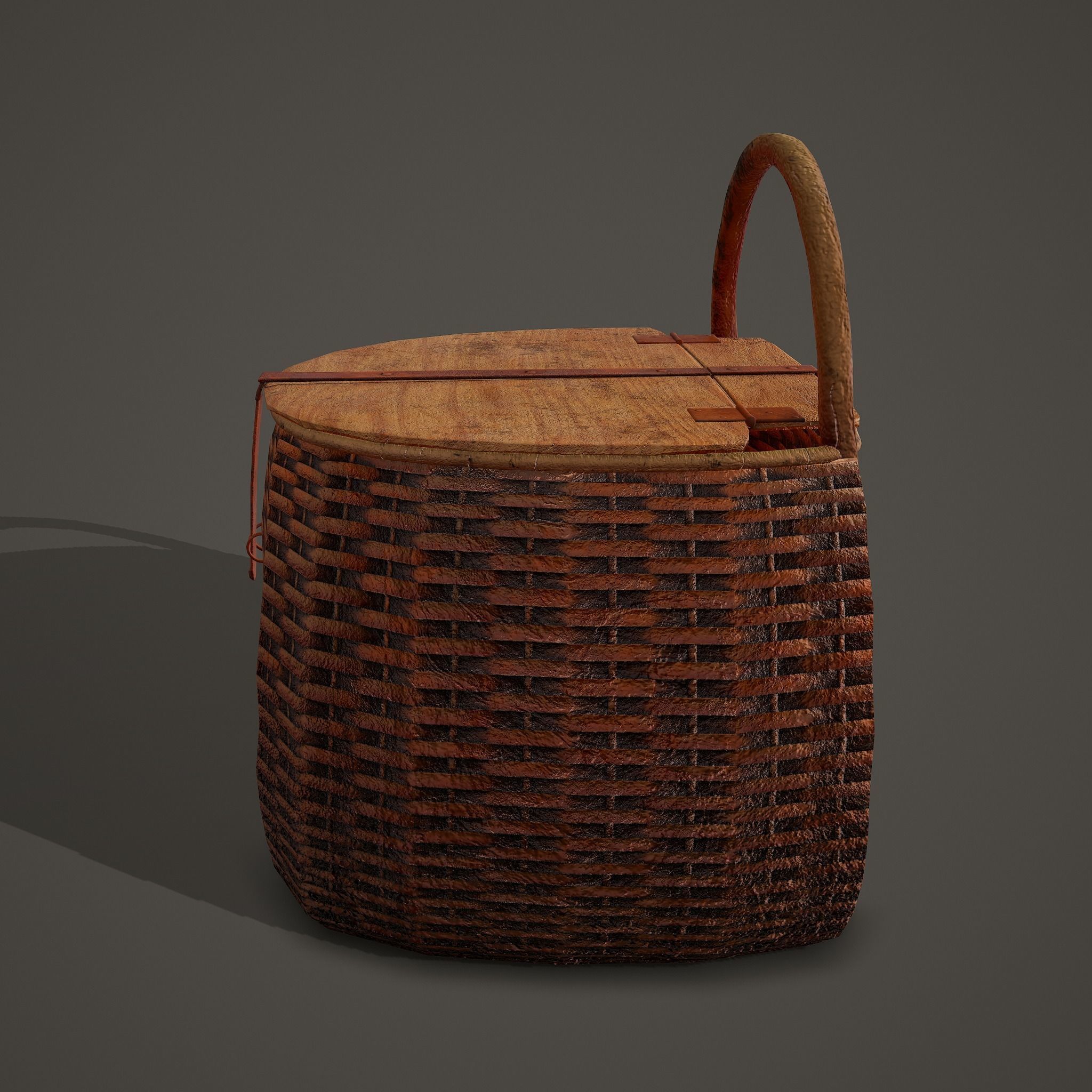 Medieval Style Wicker Basket Two Low-poly 3D model_4