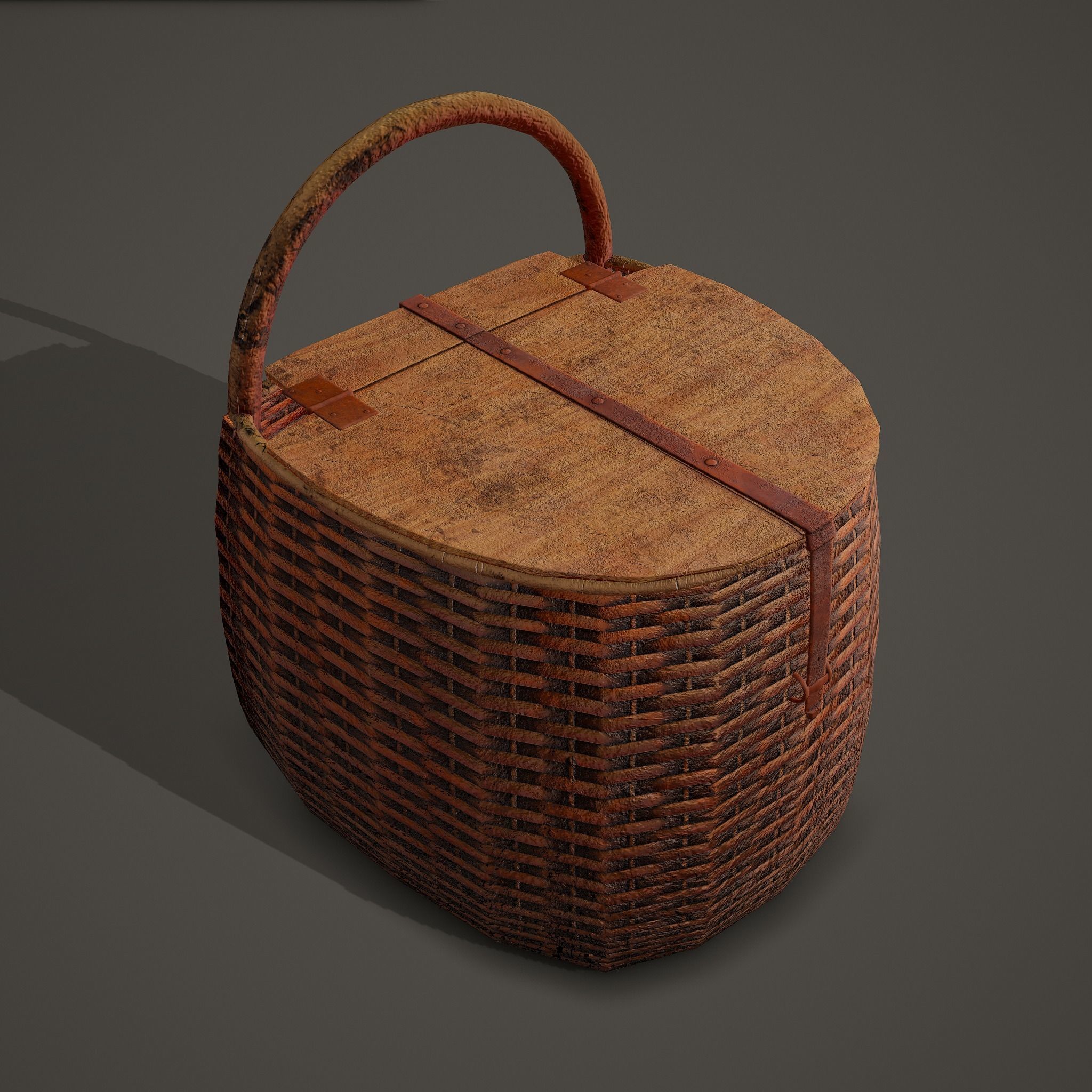 Medieval Style Wicker Basket Two Low-poly 3D model_9