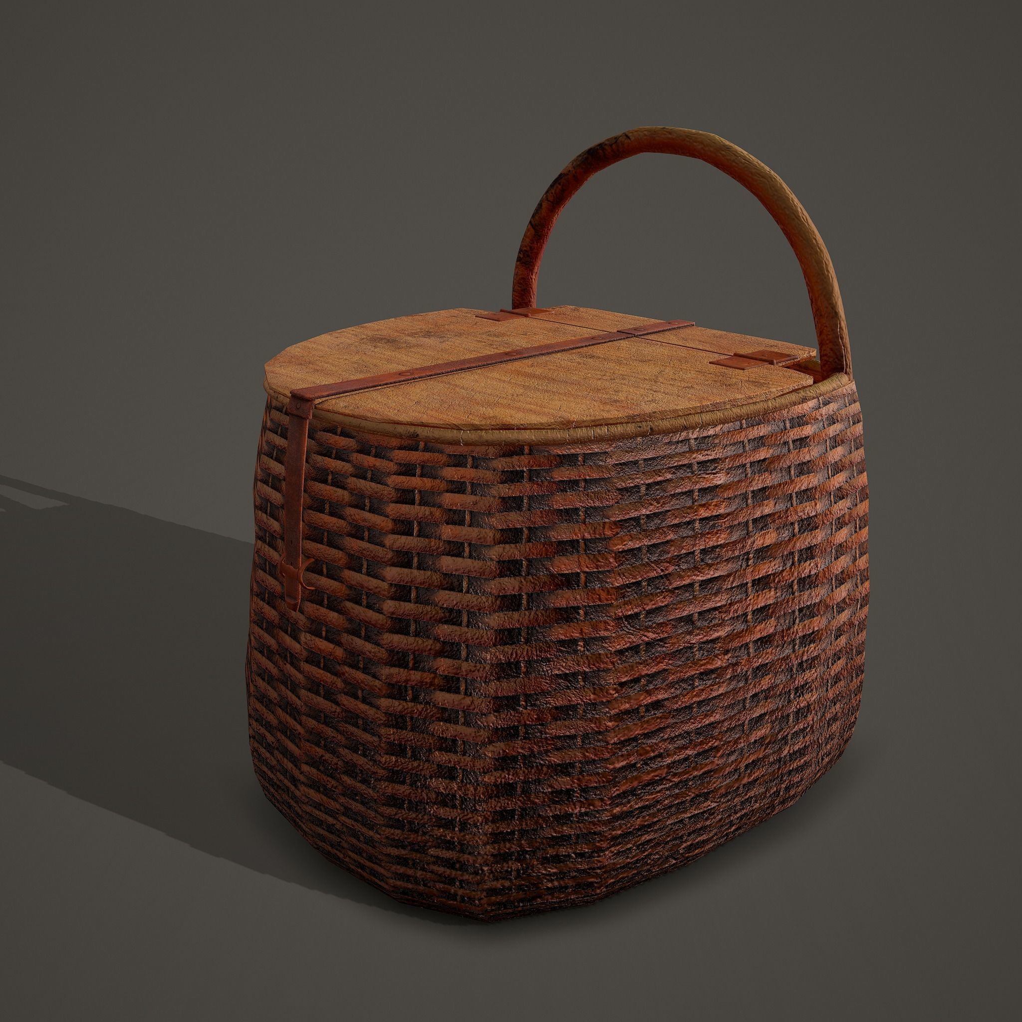 Medieval Style Wicker Basket Two Low-poly 3D model_3