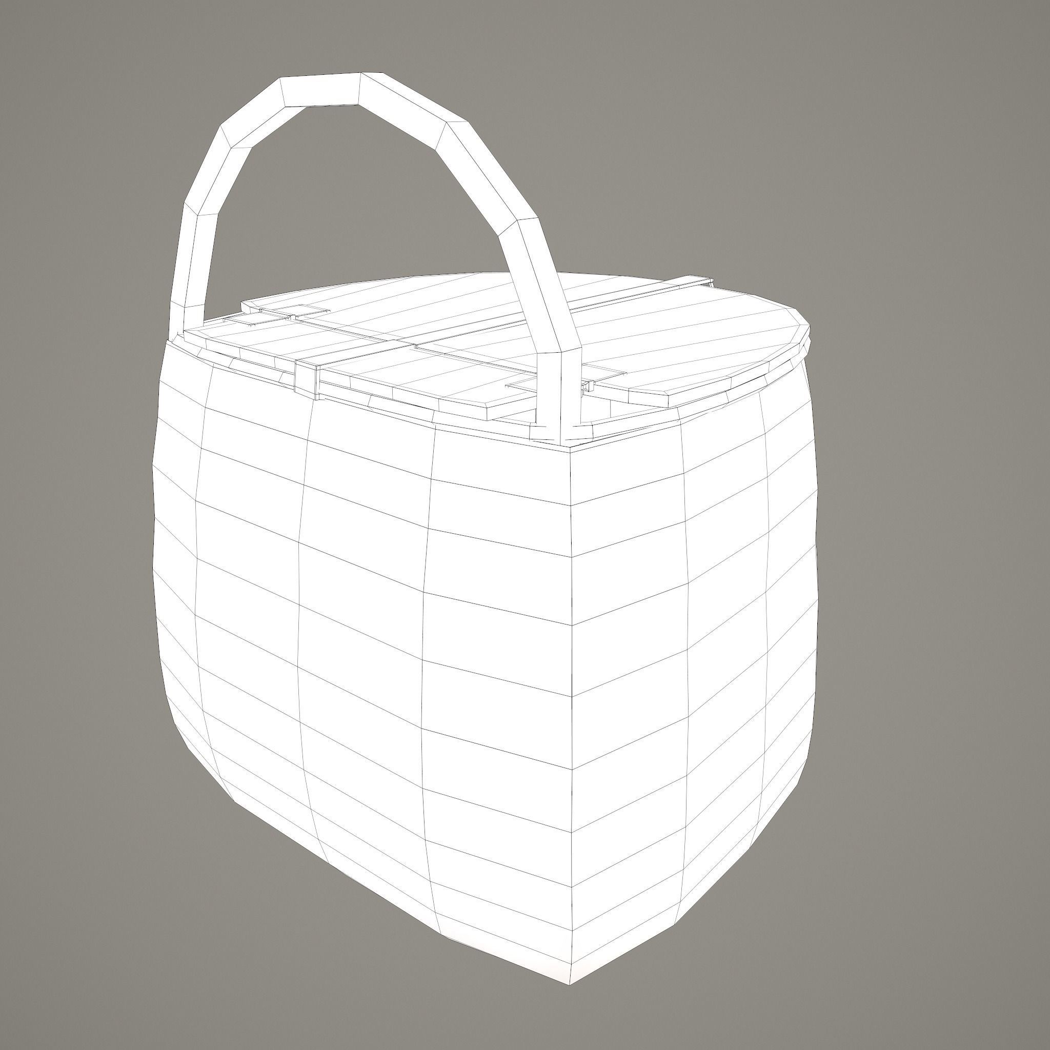 Medieval Style Wicker Basket Two Low-poly 3D model_25