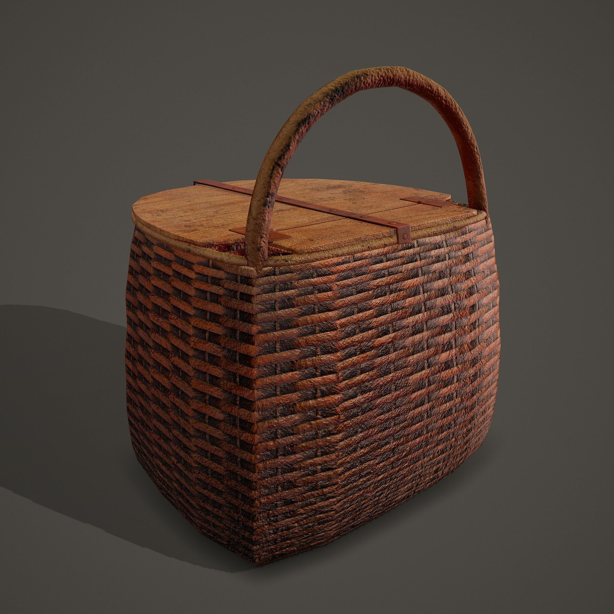 Medieval Style Wicker Basket Two Low-poly 3D model_5