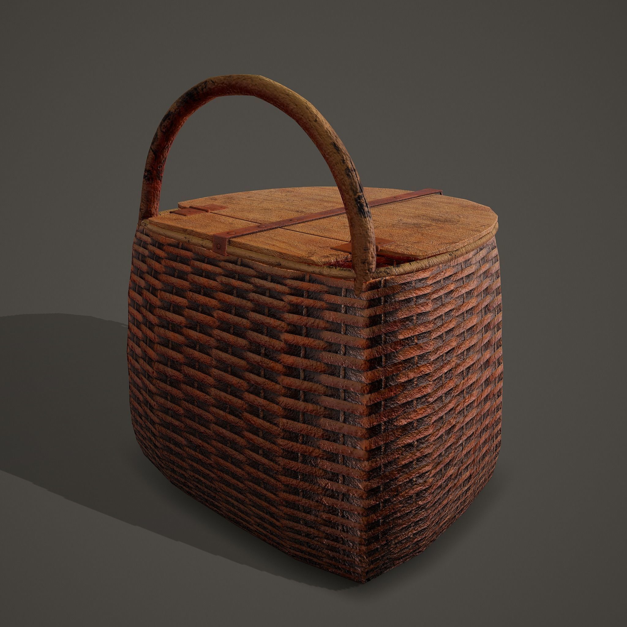 Medieval Style Wicker Basket Two Low-poly 3D model_7