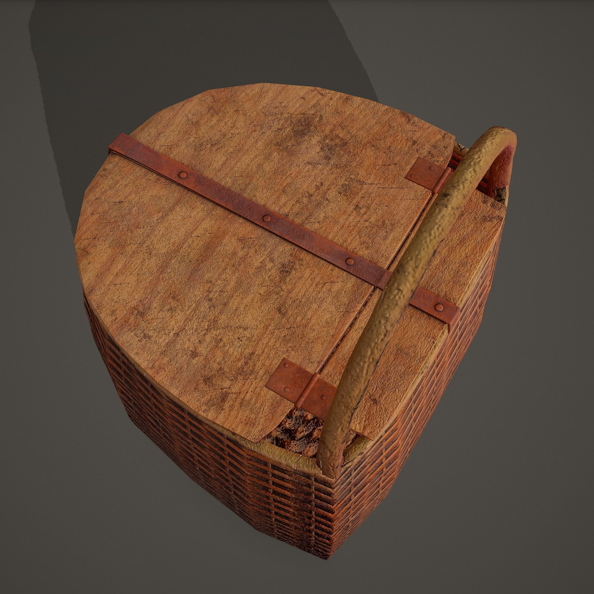 Medieval Style Wicker Basket Two Low-poly 3D model_14