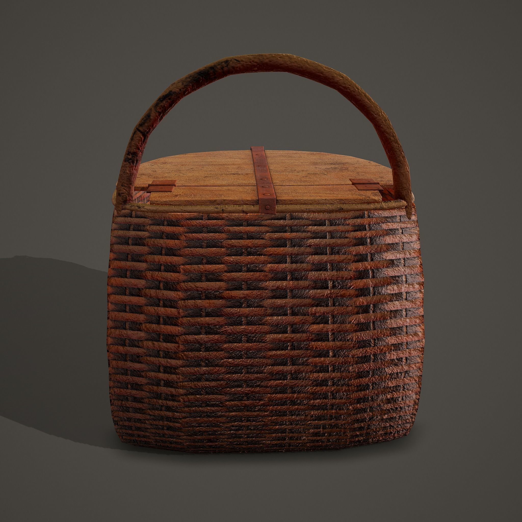 Medieval Style Wicker Basket Two Low-poly 3D model_6