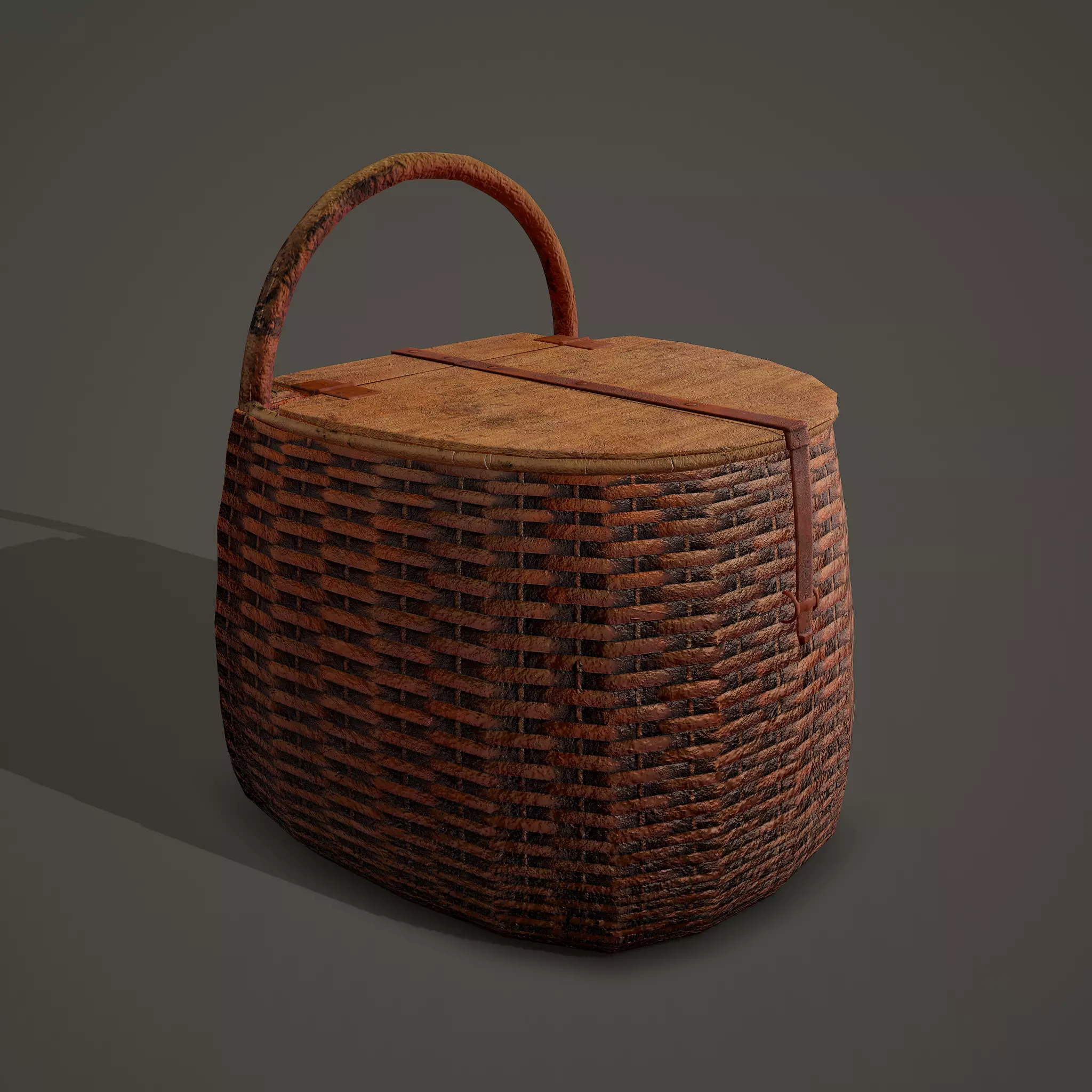 Medieval Style Wicker Basket Two Low-poly 3D model_0