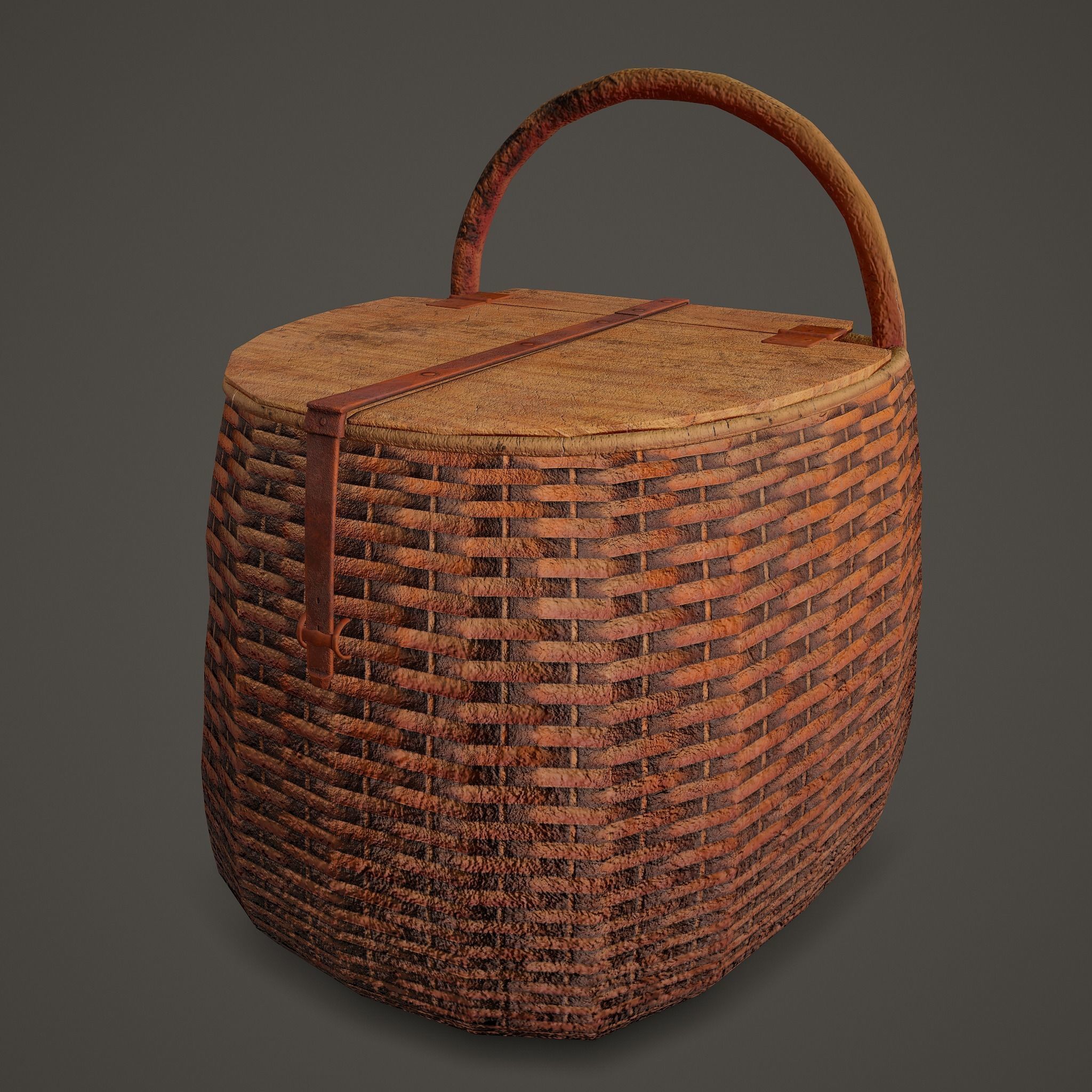 Medieval Style Wicker Basket Two Low-poly 3D model_19