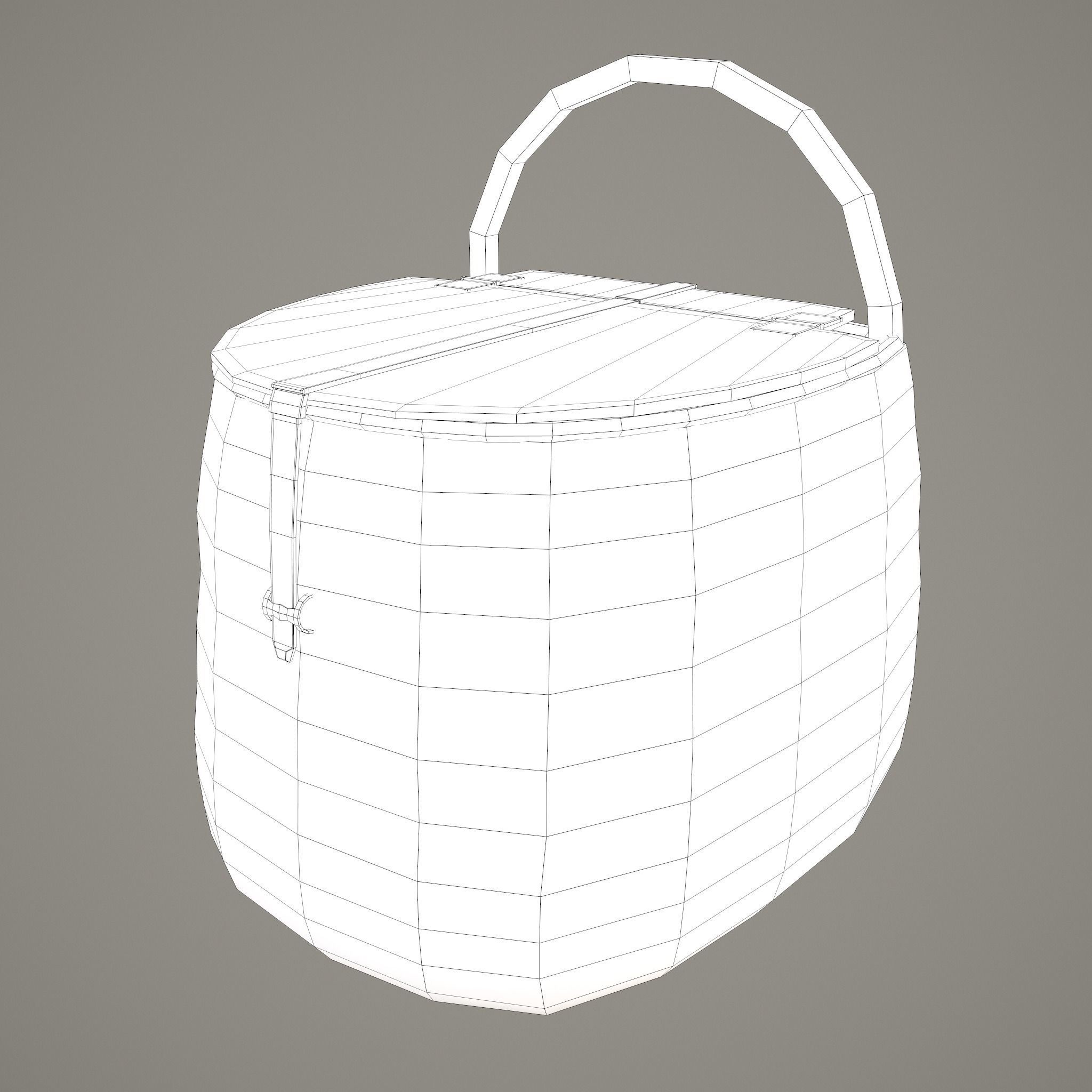 Medieval Style Wicker Basket Two Low-poly 3D model_23