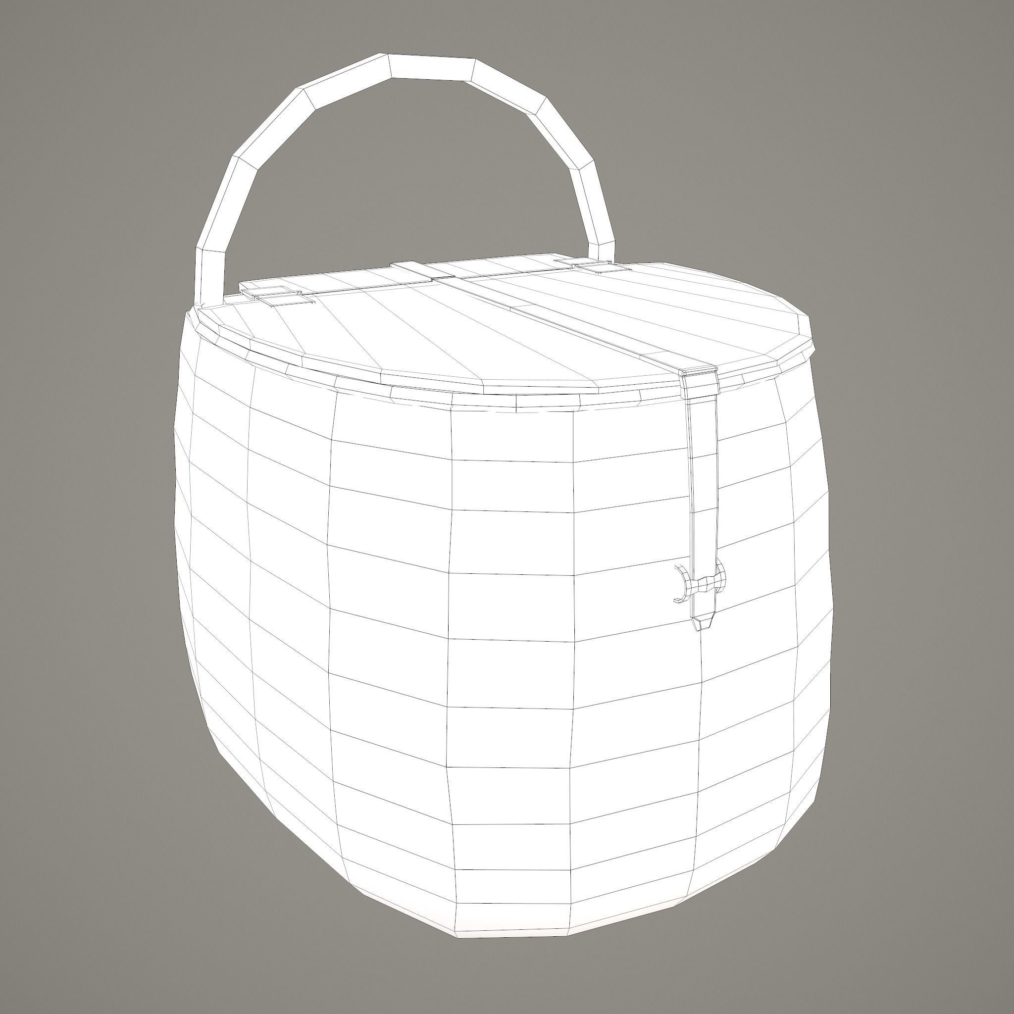 Medieval Style Wicker Basket Two Low-poly 3D model_27