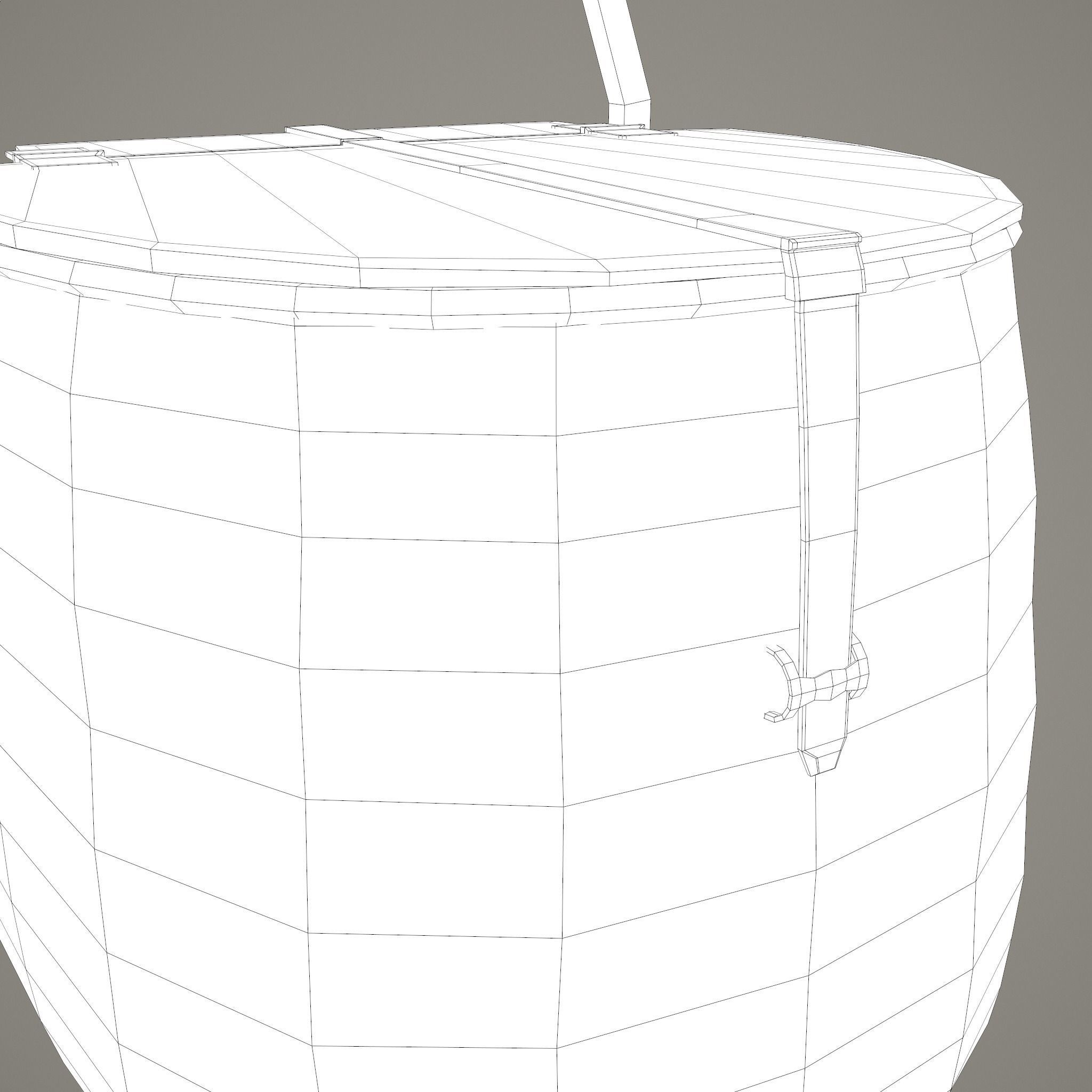 Medieval Style Wicker Basket Two Low-poly 3D model_30