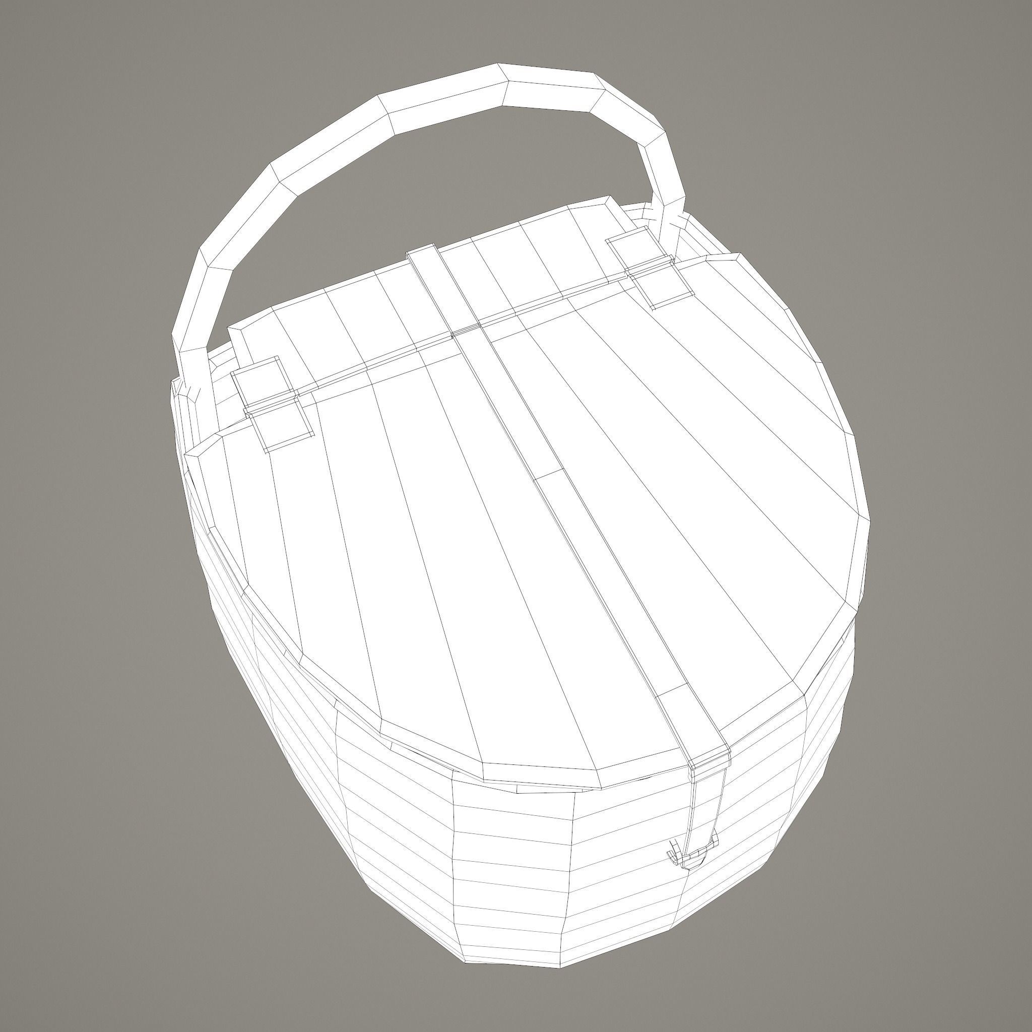 Medieval Style Wicker Basket Two Low-poly 3D model_29