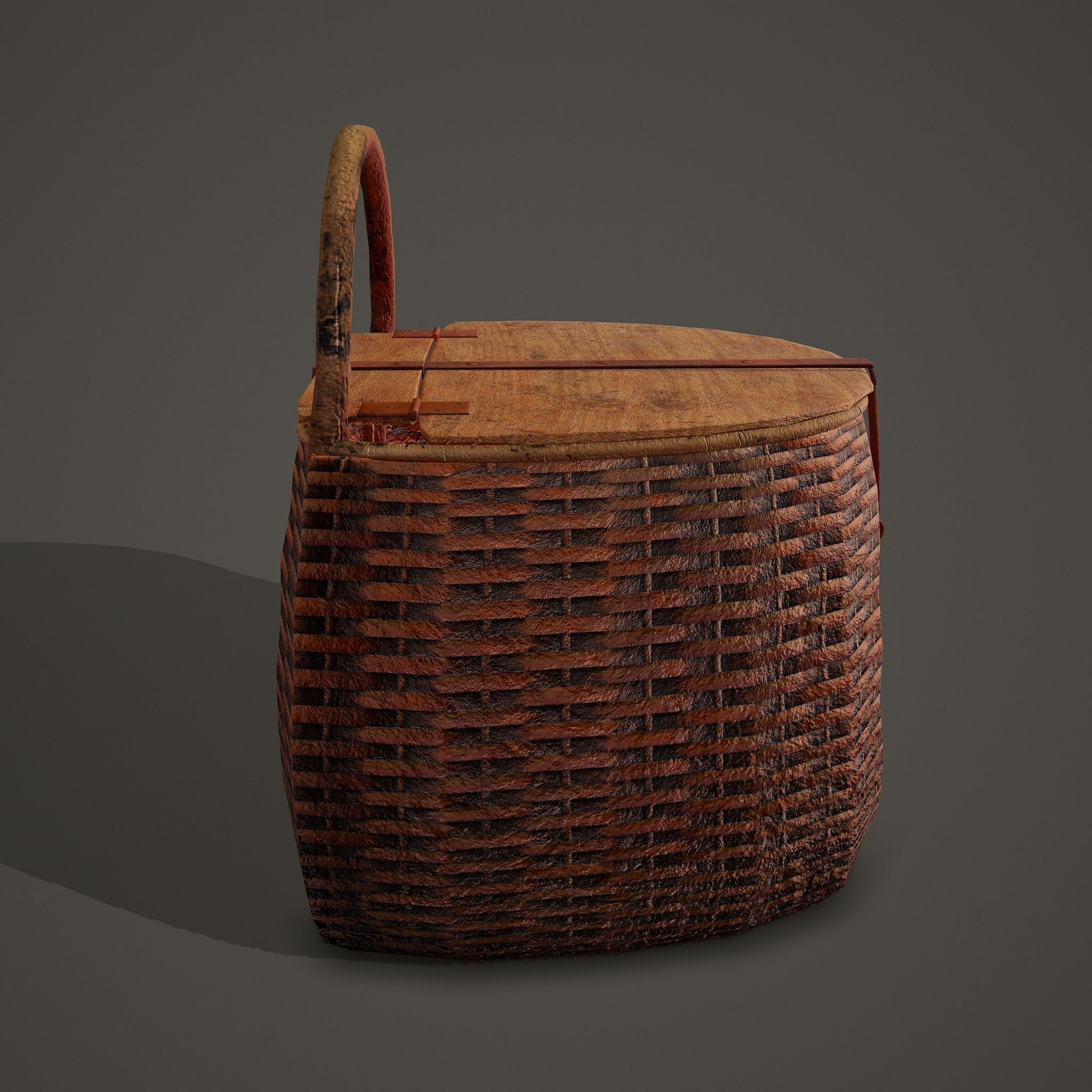 Medieval Style Wicker Basket Two Low-poly 3D model_8