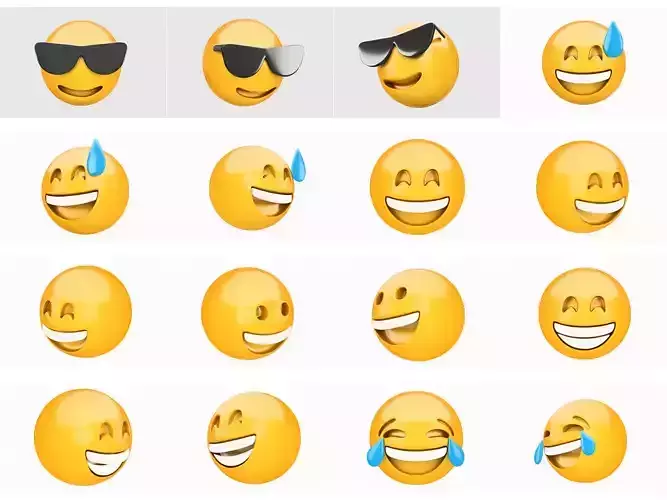 Emoji collection 5 x with sunglasses 