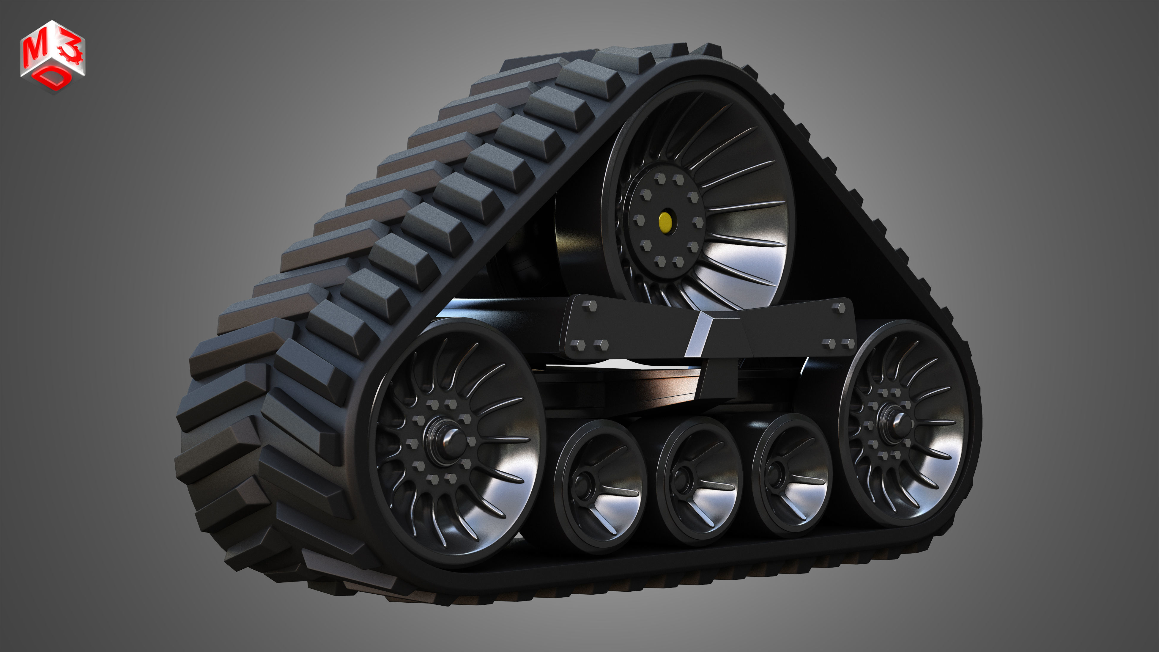 Rubber Track System 4- Combine Harvester - Crawler Tractor  3D model_1