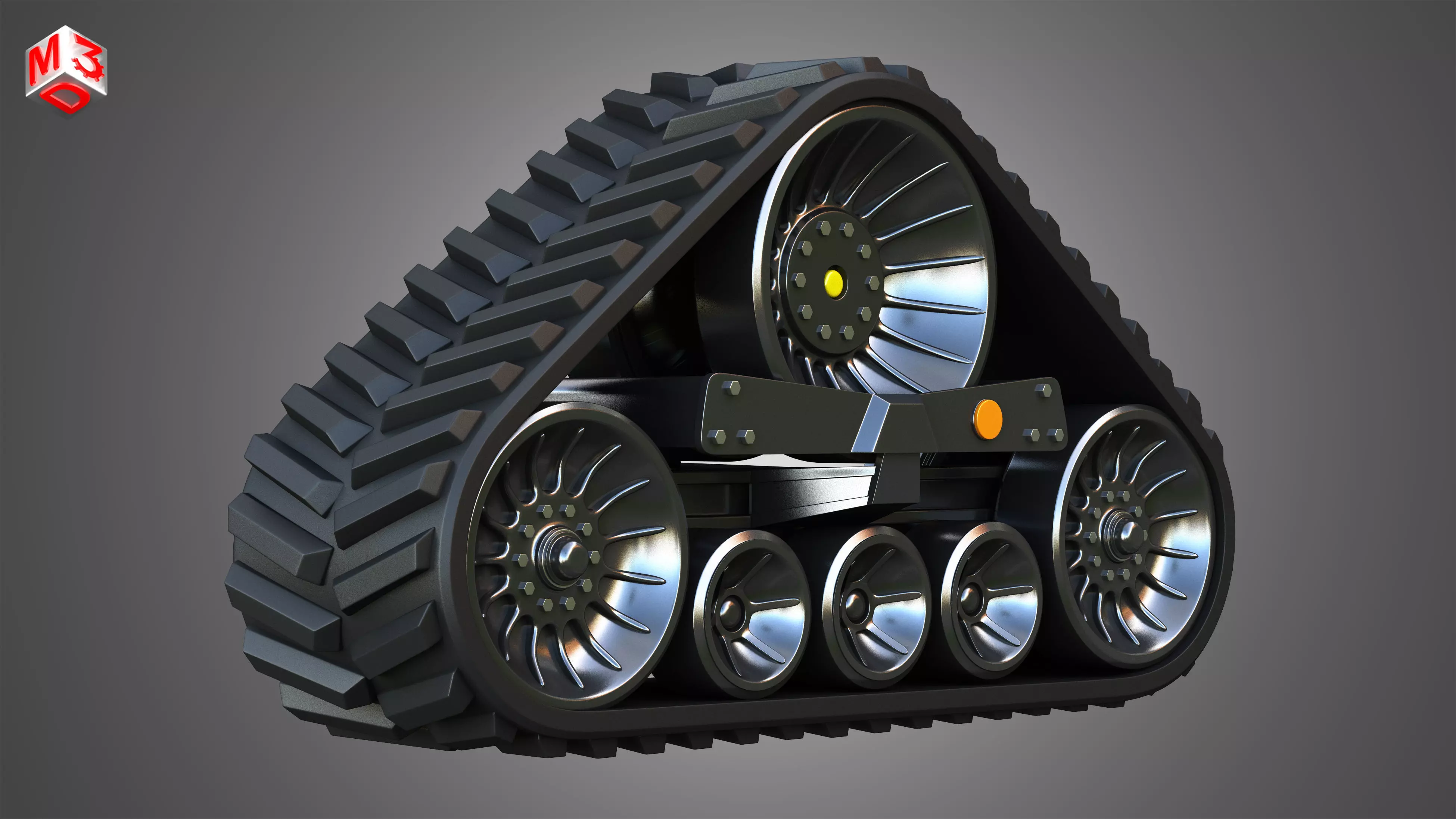 Rubber Track System 4- Combine Harvester - Crawler Tractor  3D model_0