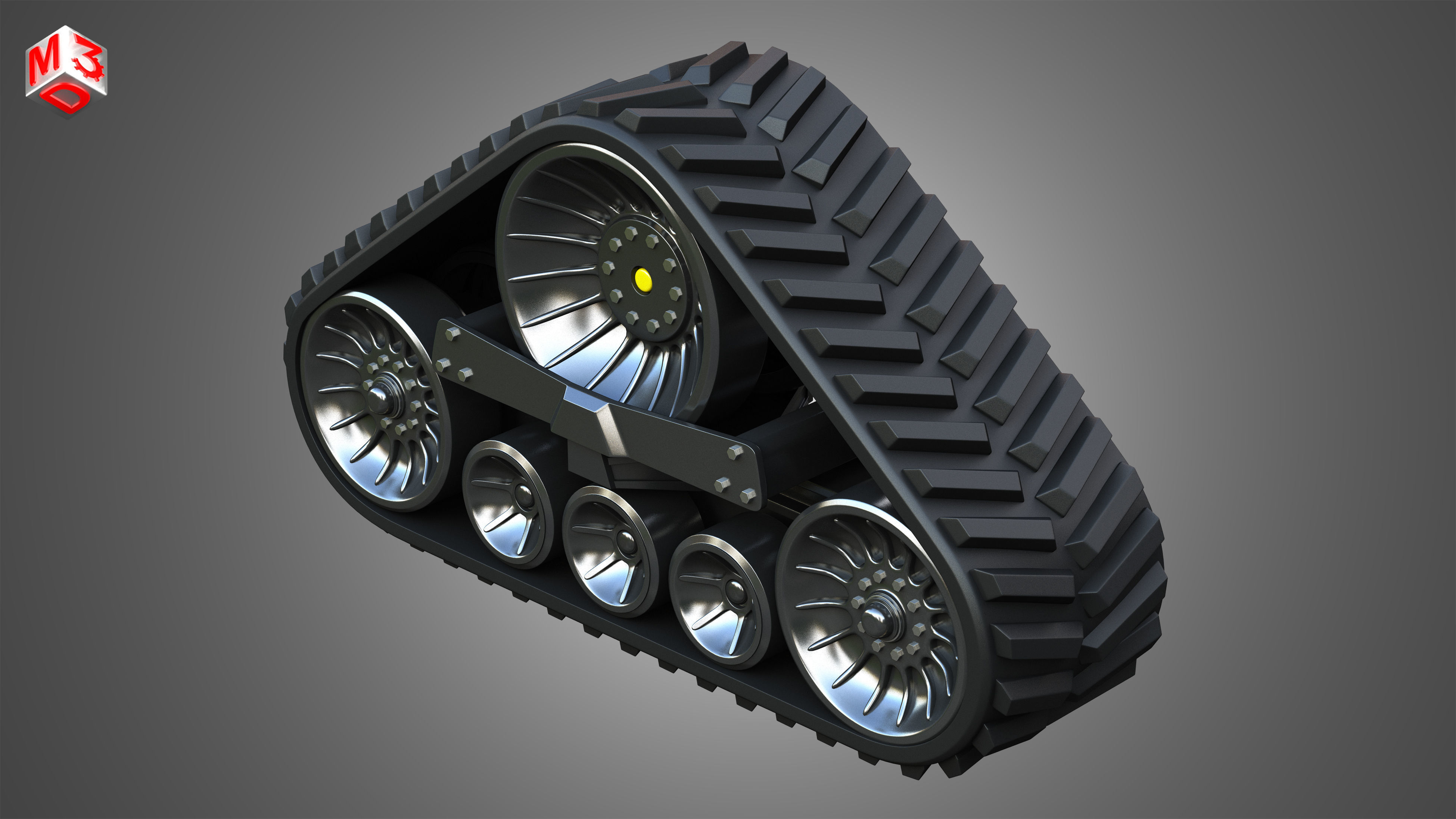Rubber Track System 4- Combine Harvester - Crawler Tractor  3D model_7