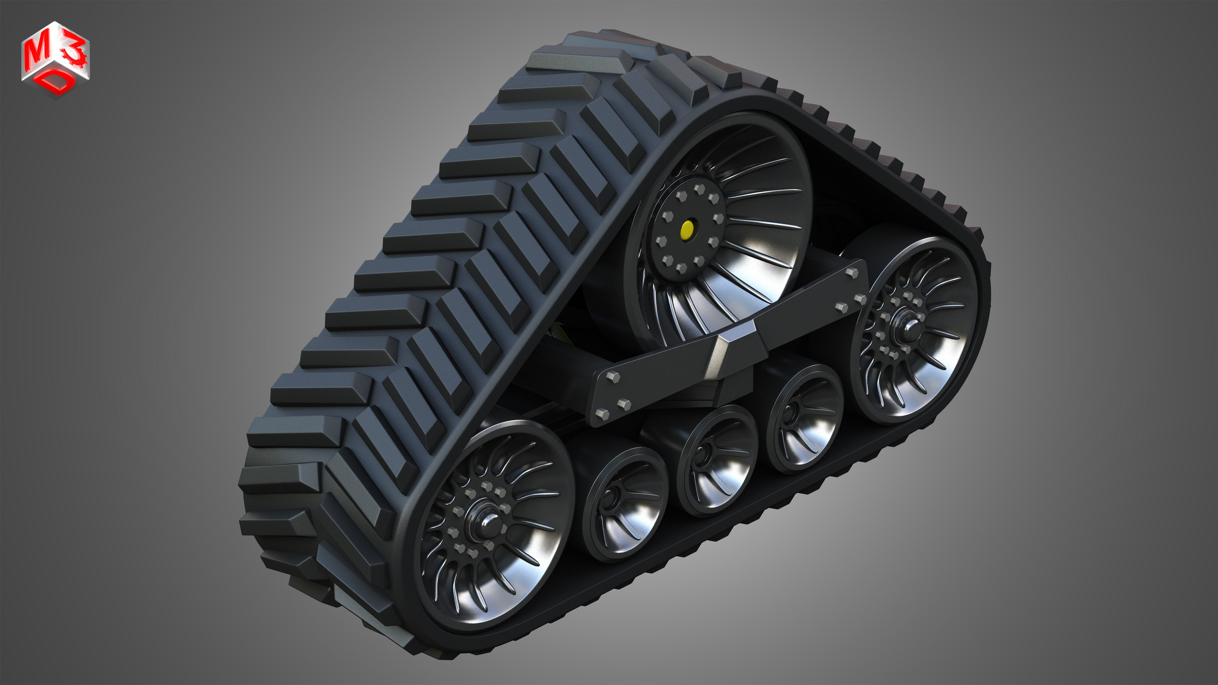 Rubber Track System 4- Combine Harvester - Crawler Tractor  3D model_9