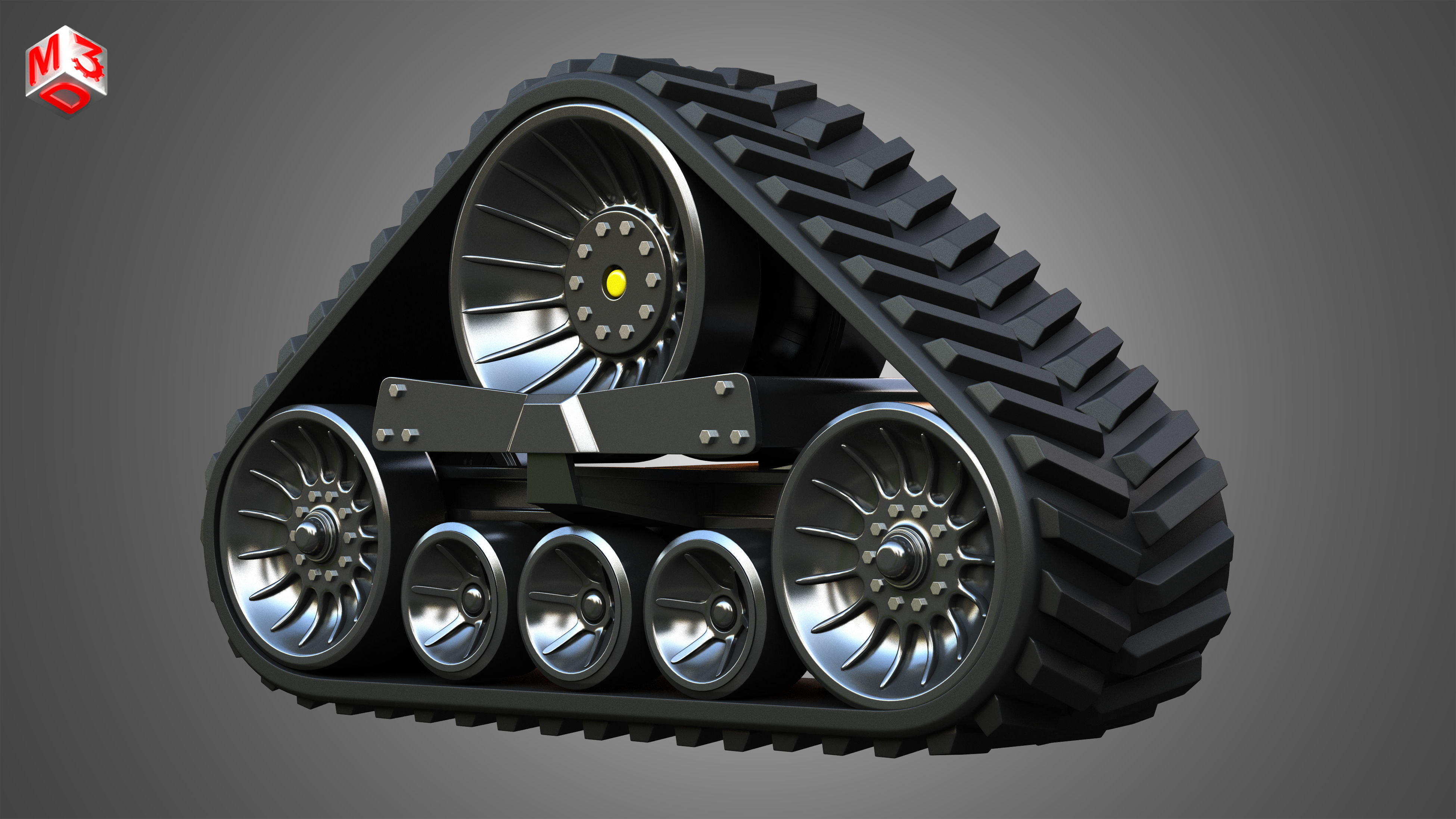 Rubber Track System 4- Combine Harvester - Crawler Tractor  3D model_3
