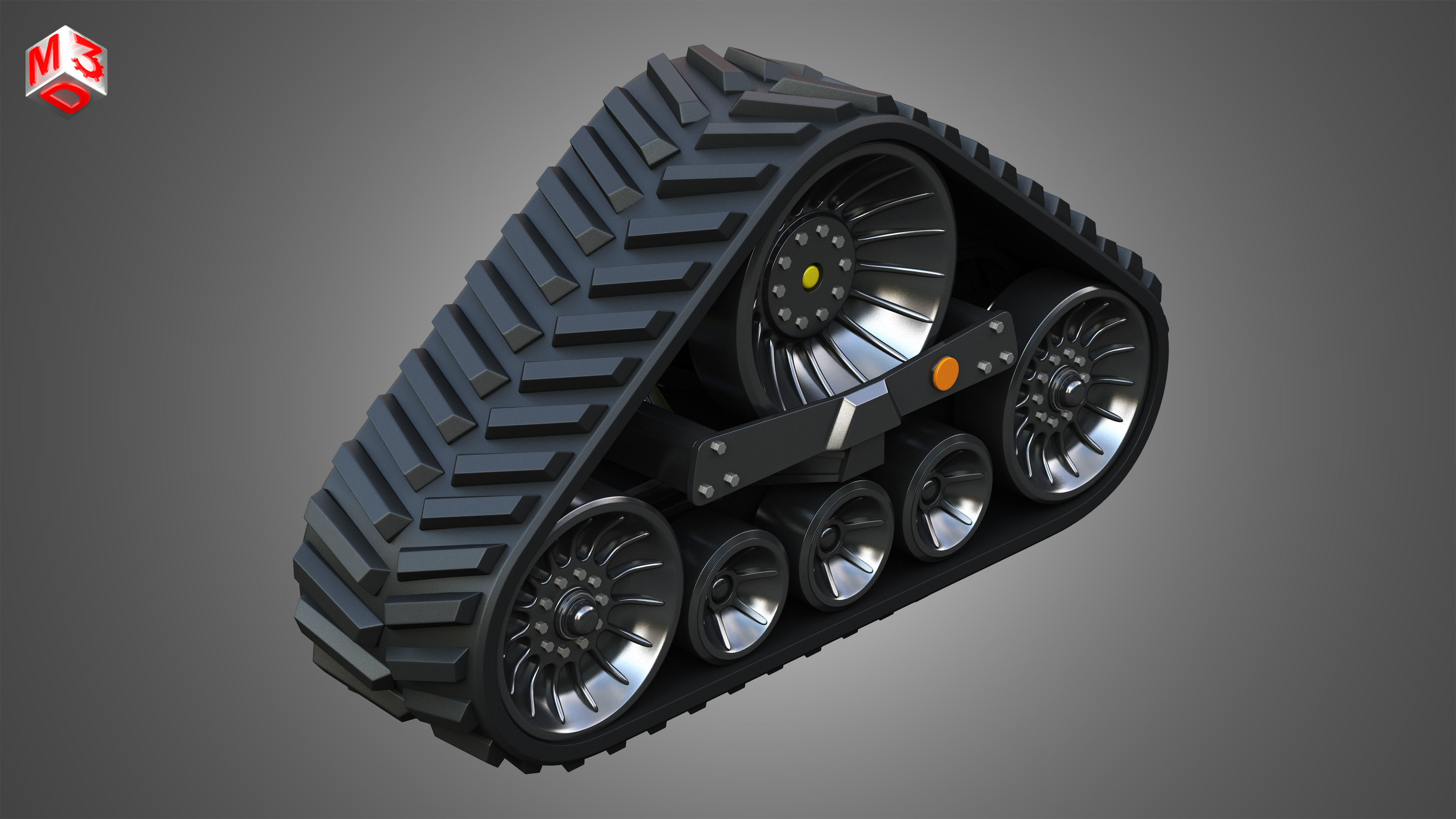 Rubber Track System 4- Combine Harvester - Crawler Tractor  3D model_8