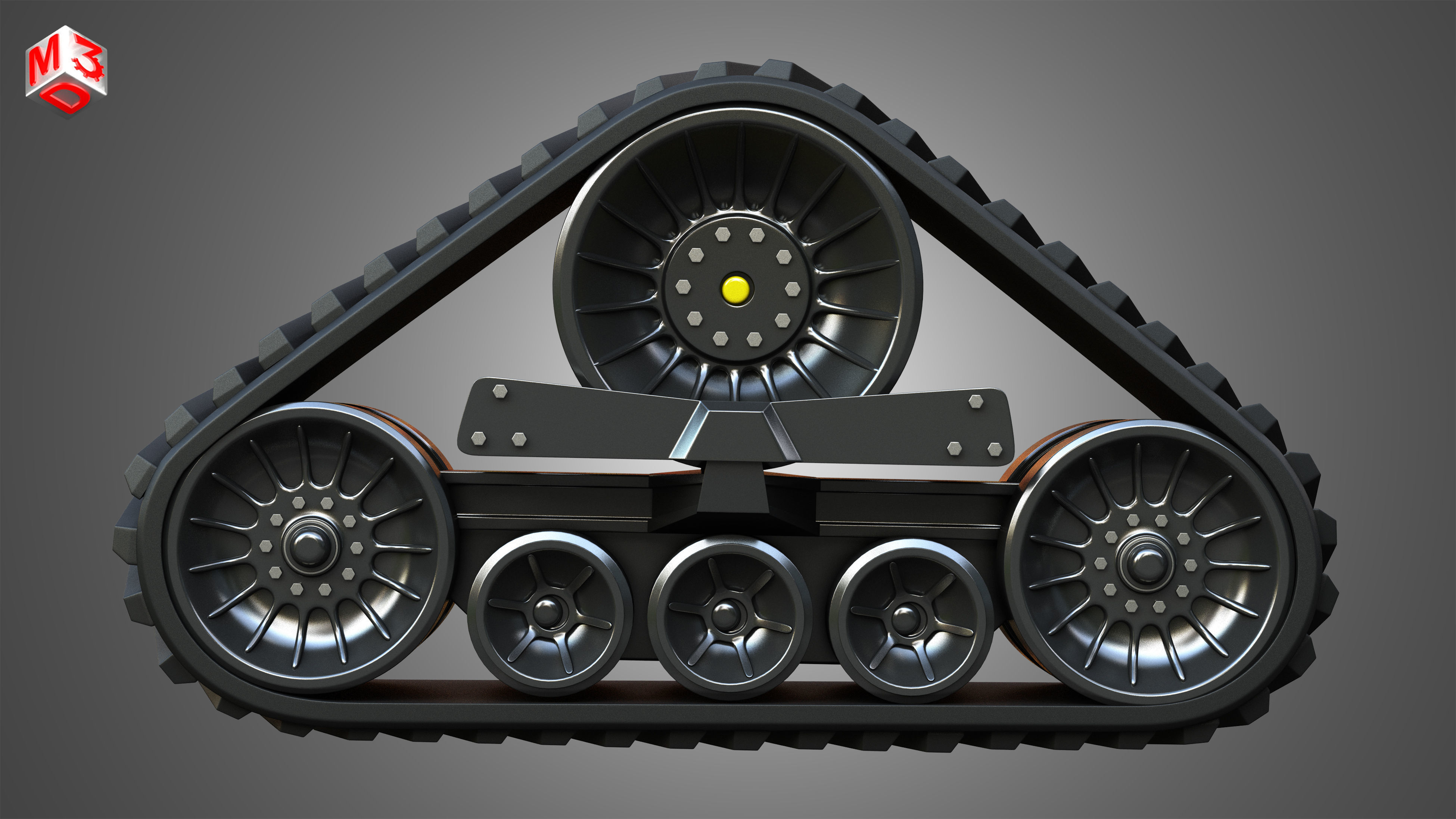 Rubber Track System 4- Combine Harvester - Crawler Tractor  3D model_4