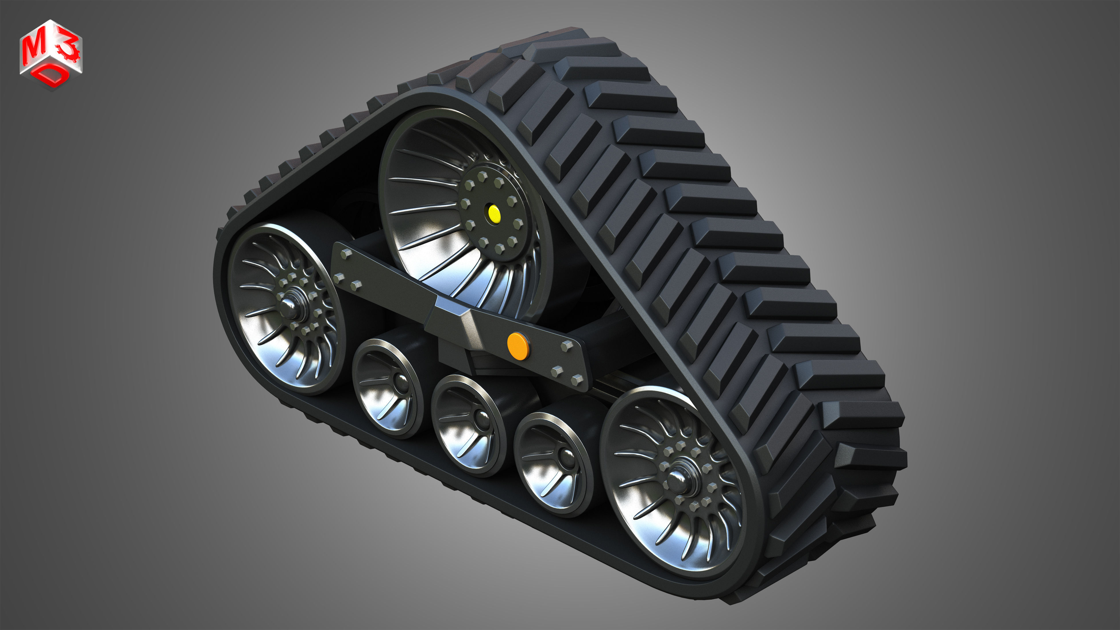 Rubber Track System 4- Combine Harvester - Crawler Tractor  3D model_6