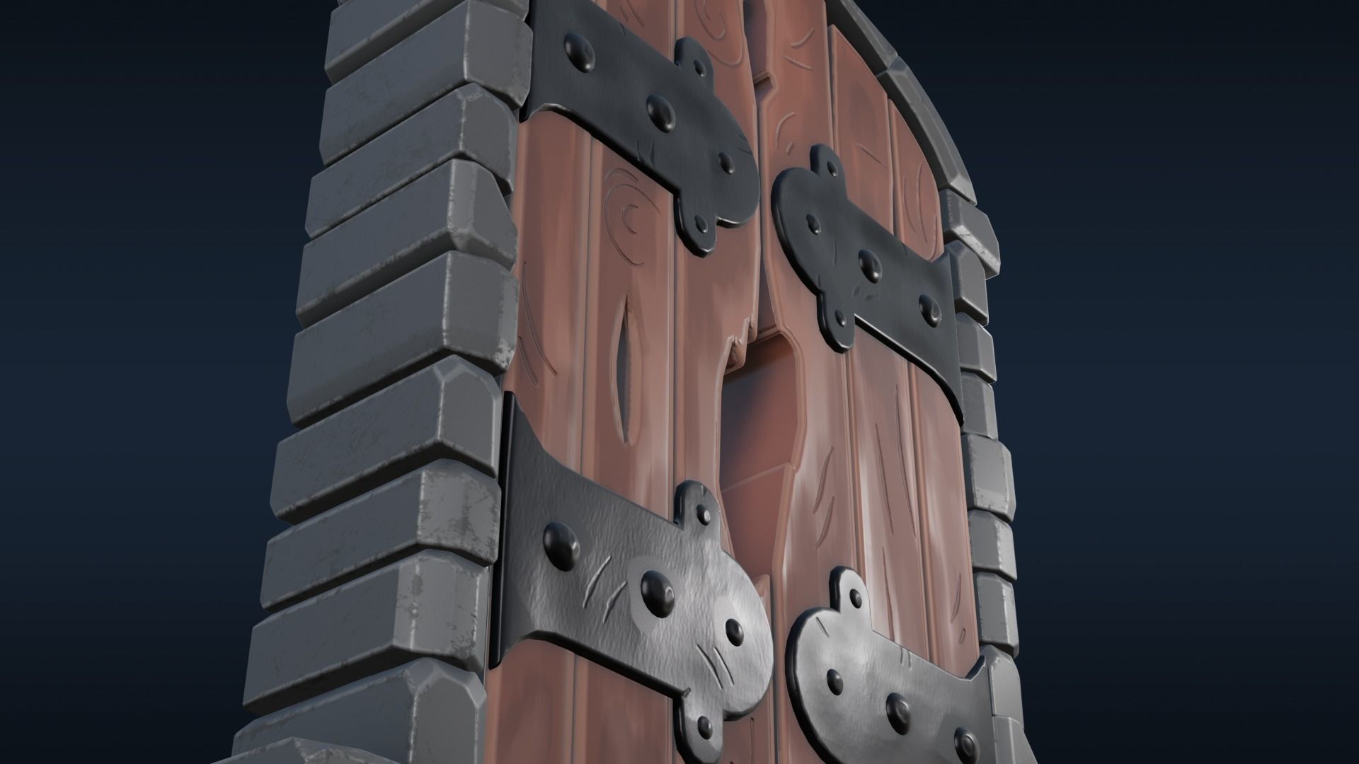 Stylized Castle Door Free 3D model_1