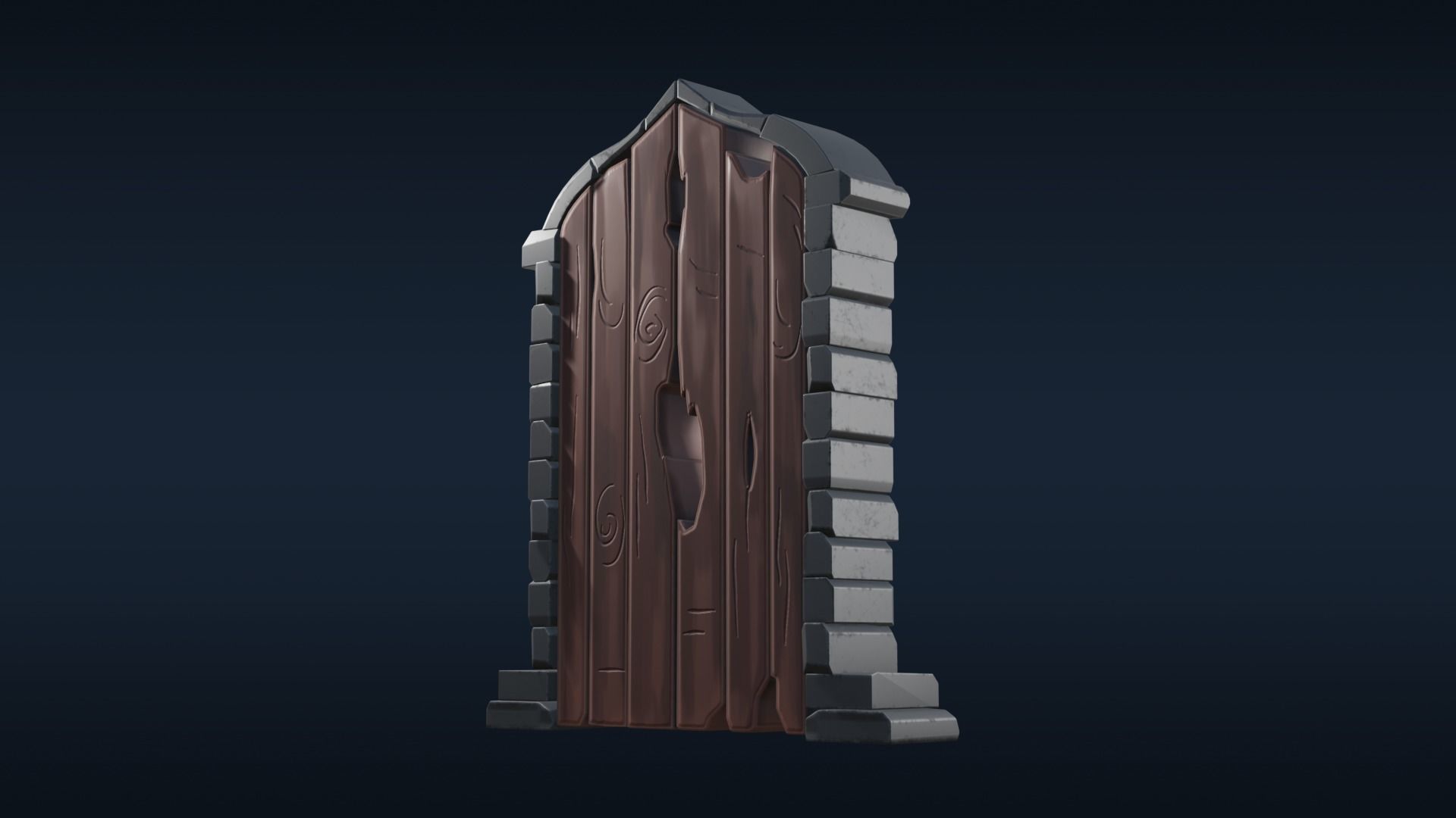 Stylized Castle Door Free 3D model_2