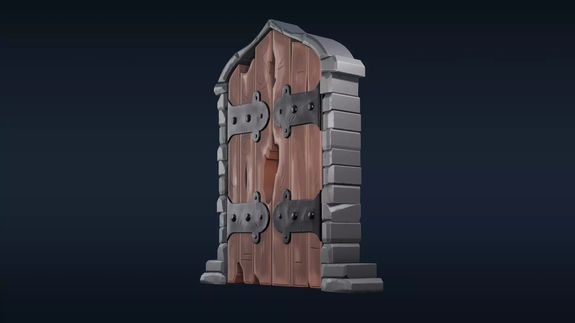 Stylized Castle Door Free 3D model_0