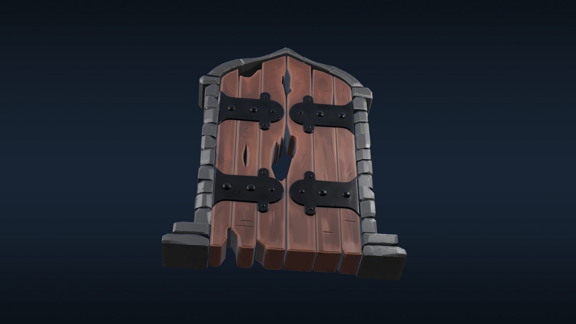 Stylized Castle Door Free 3D model_3