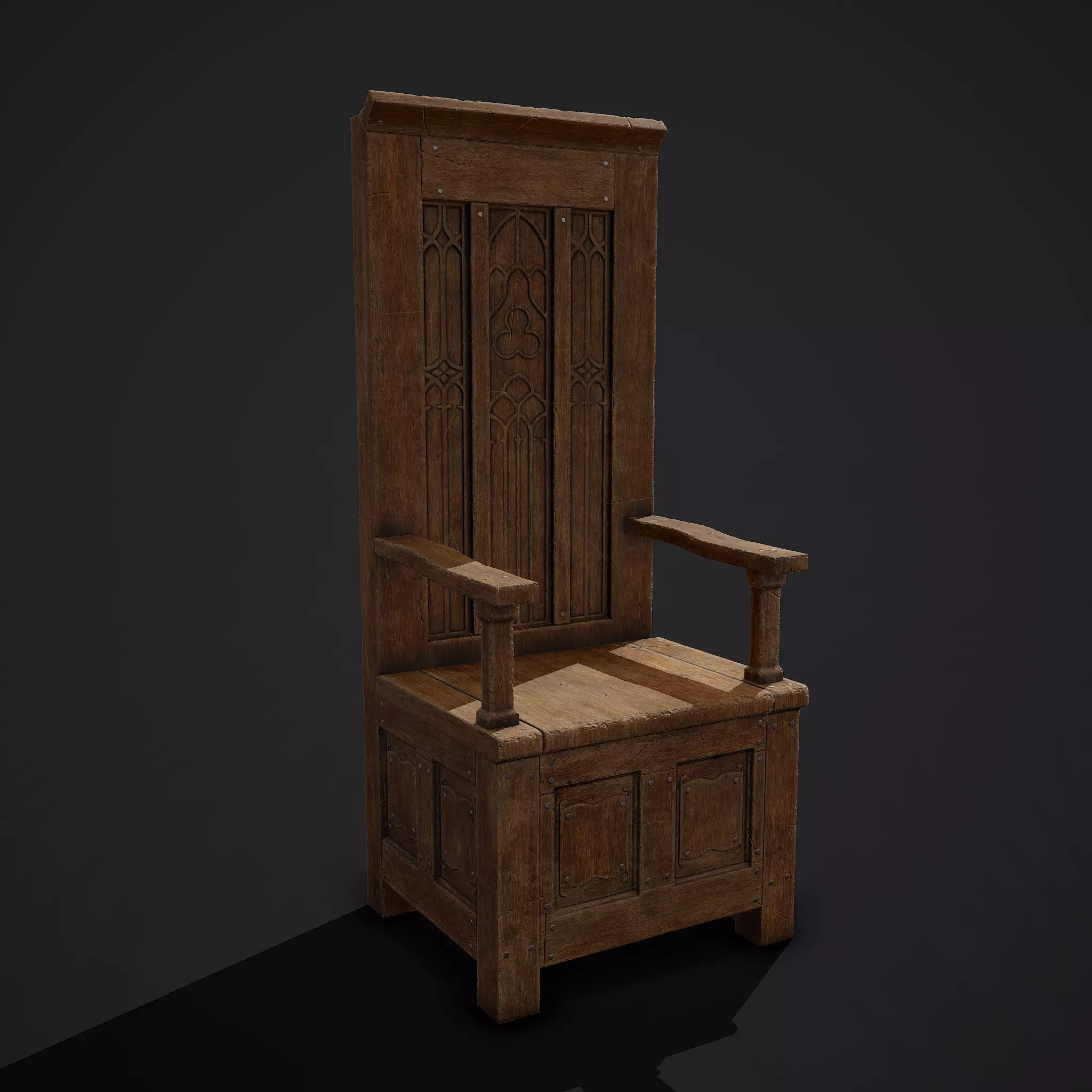 Medieval Royal Chair Low-poly 3D model_0