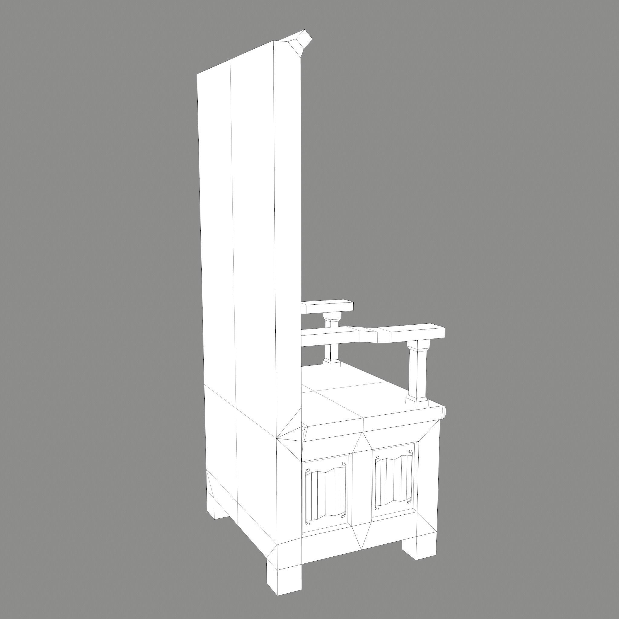 Medieval Royal Chair Low-poly 3D model_30