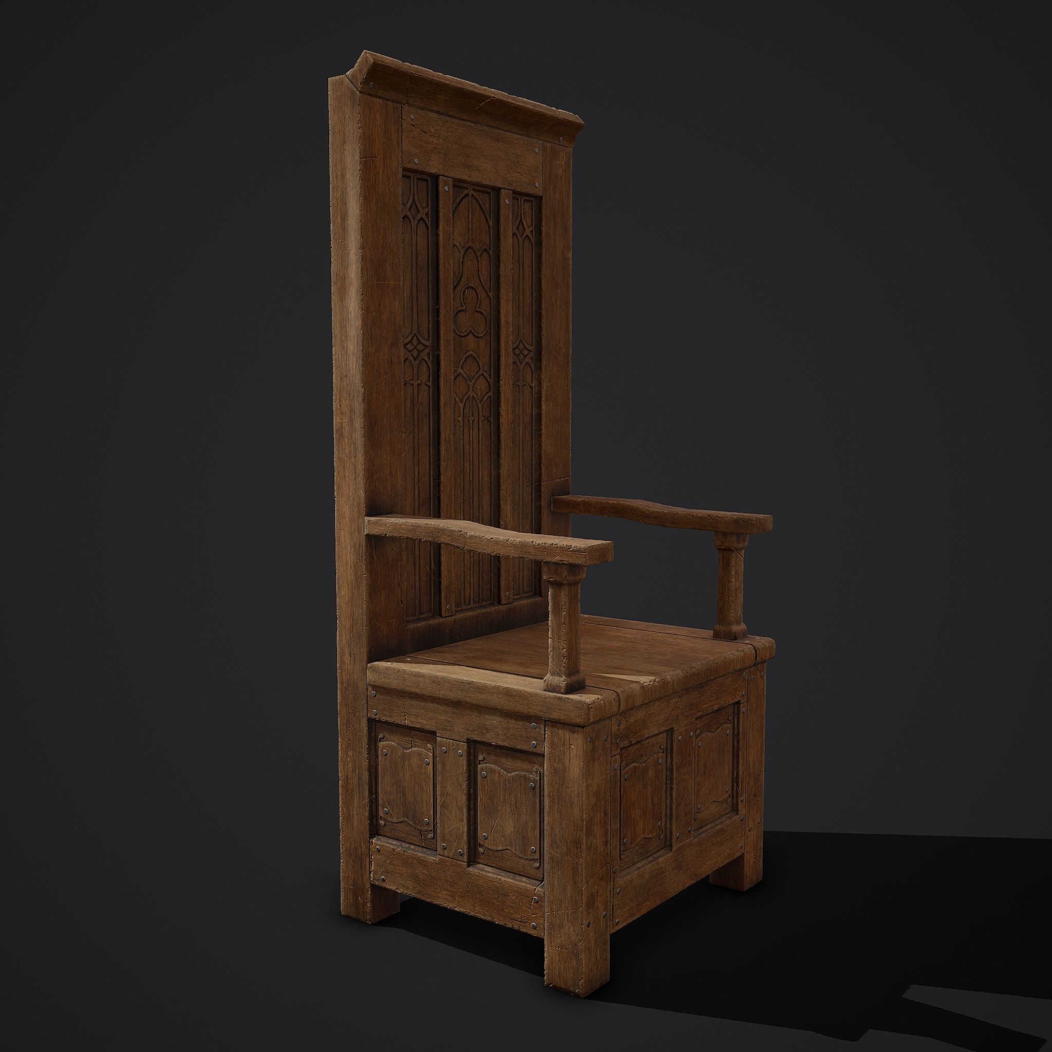 Medieval Royal Chair Low-poly 3D model_23